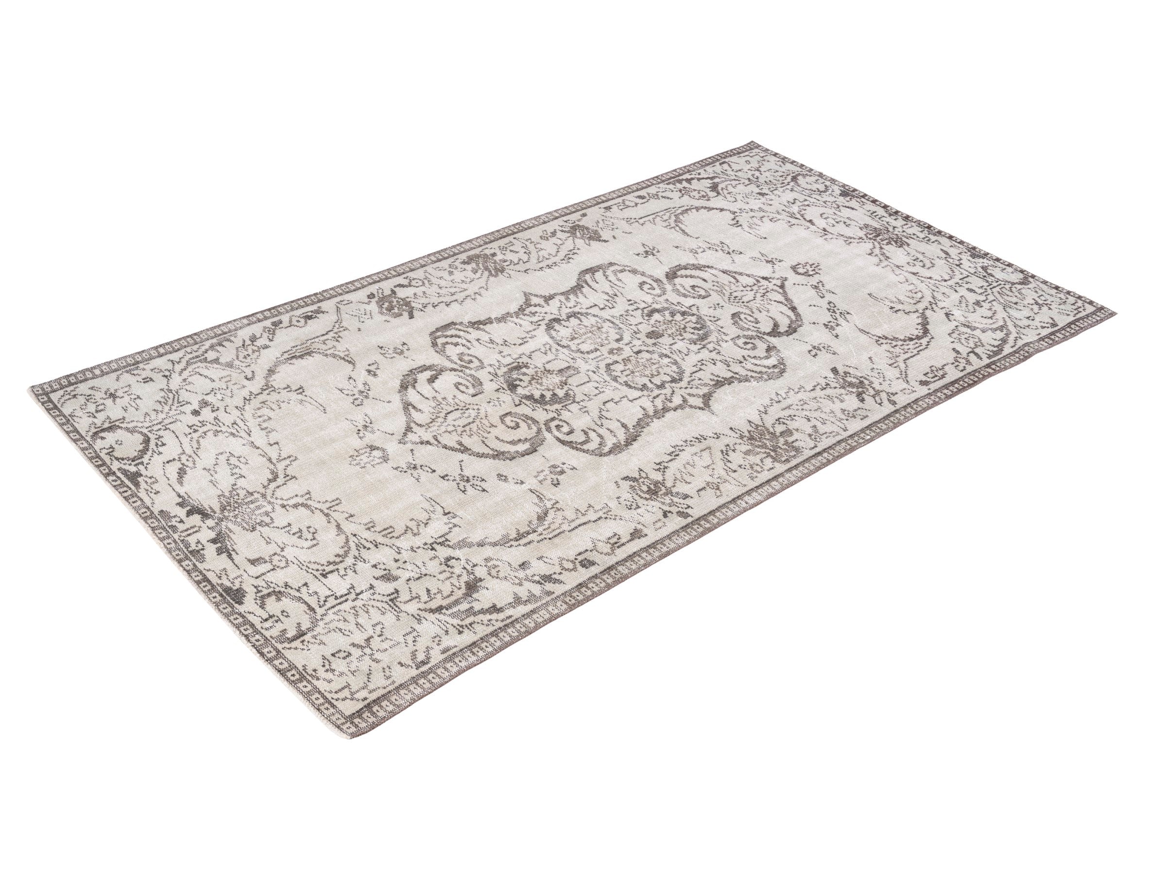 Turkish Manisa area rug in cream and greige, view 3 of 10