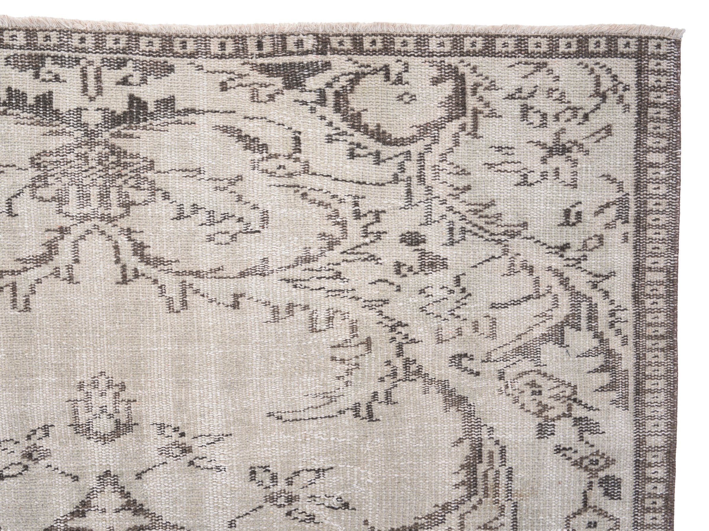 Turkish Manisa area rug in cream and greige, view 8 of 10