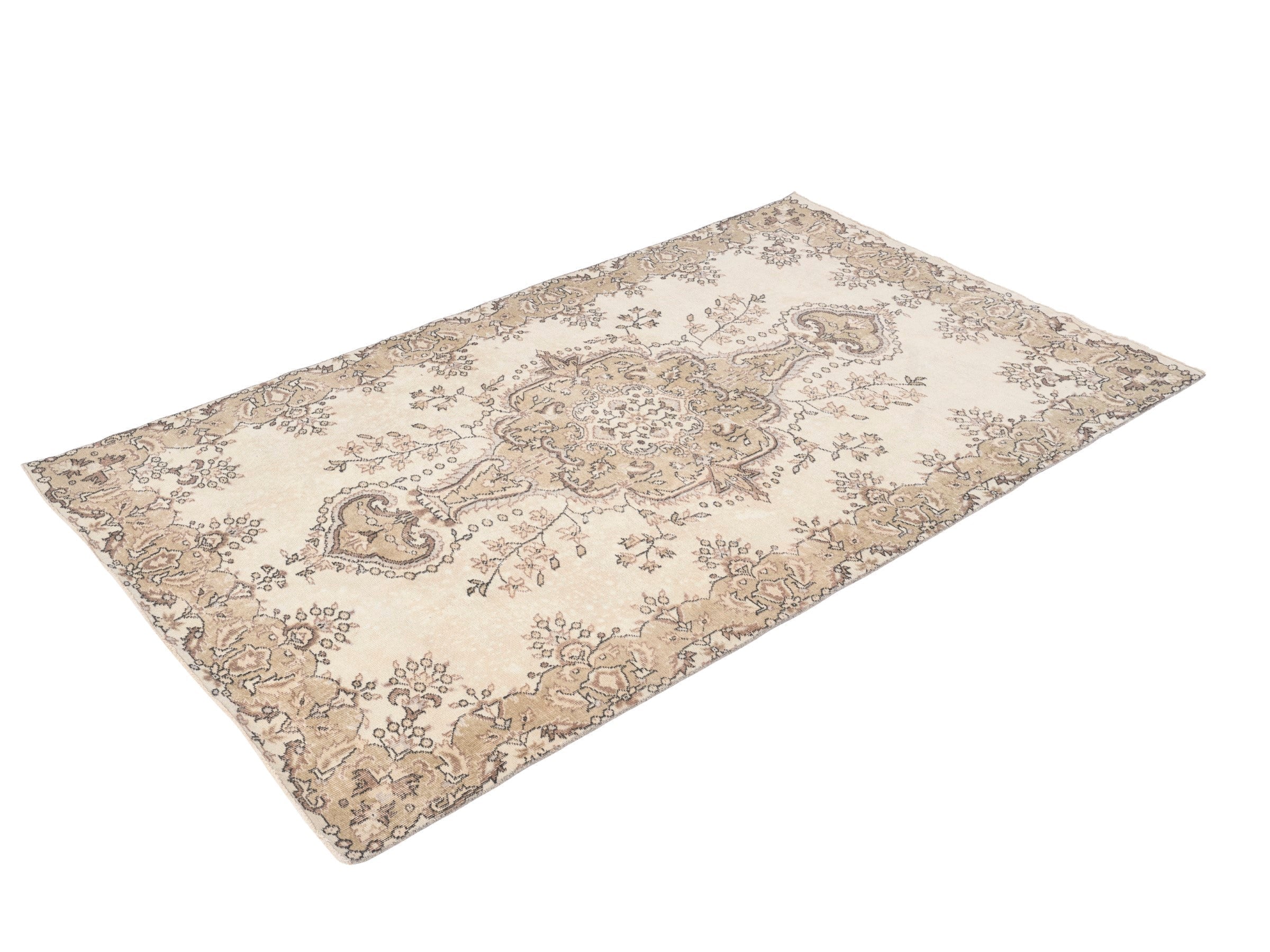 Turkish Isparta area rug in cream and antique gold, view 3 of 10