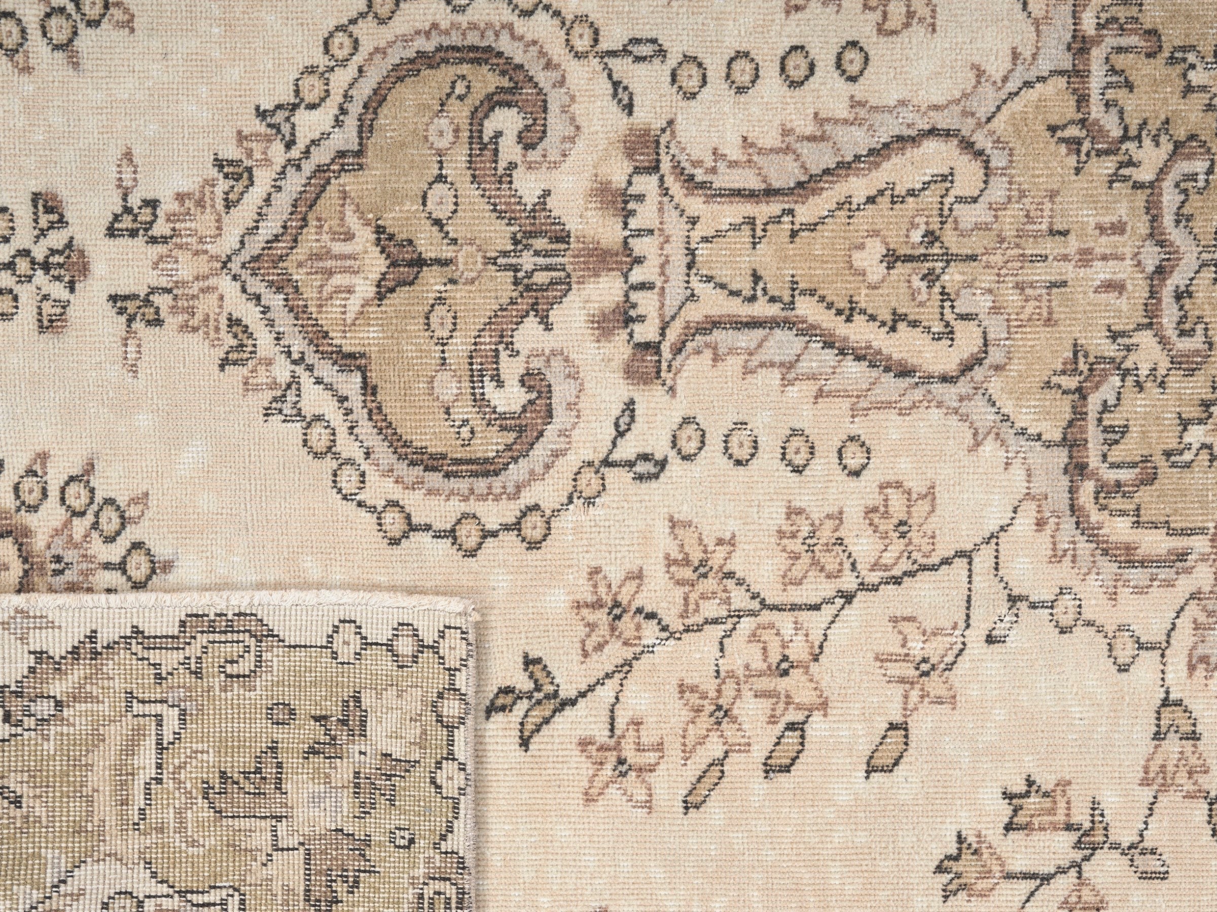 Turkish Isparta area rug in cream and antique gold, view 10 of 10