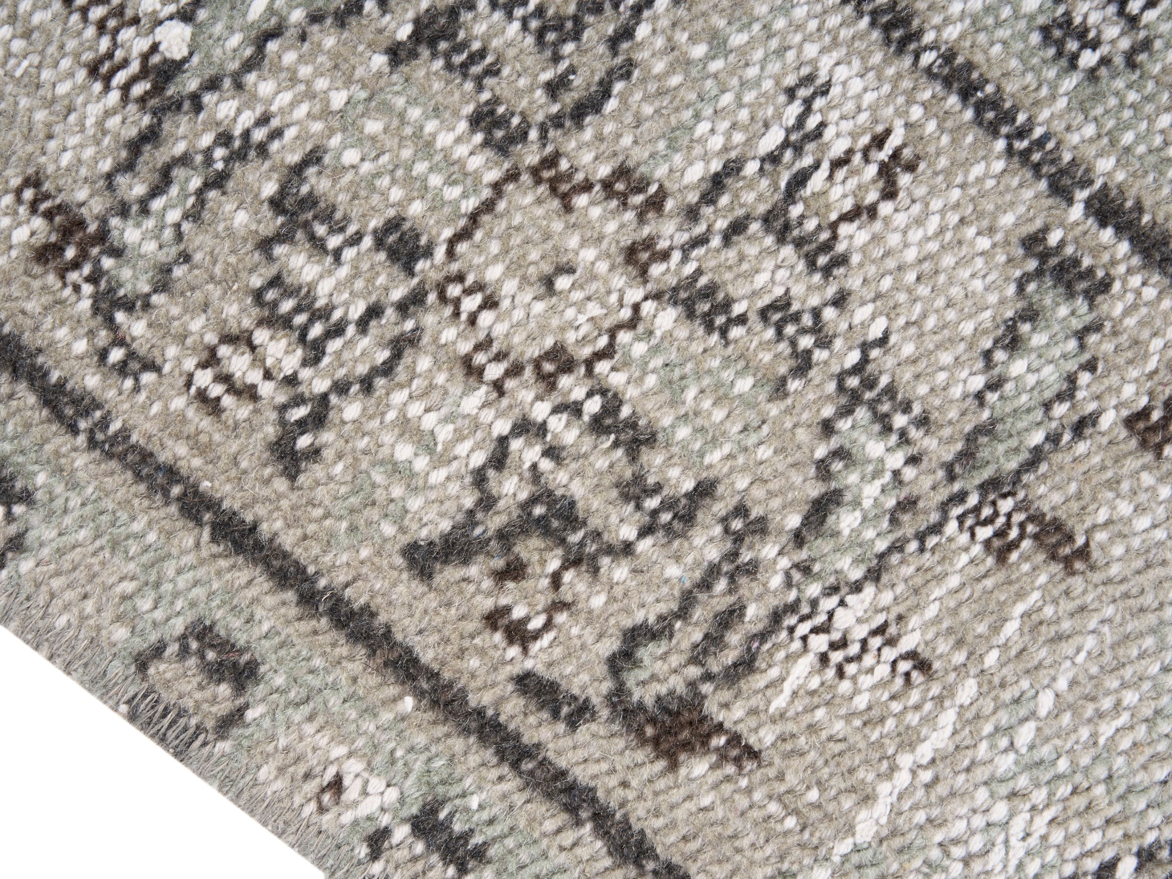 Turkish Manisa area rug in cream and dark brown, view 6 of 10