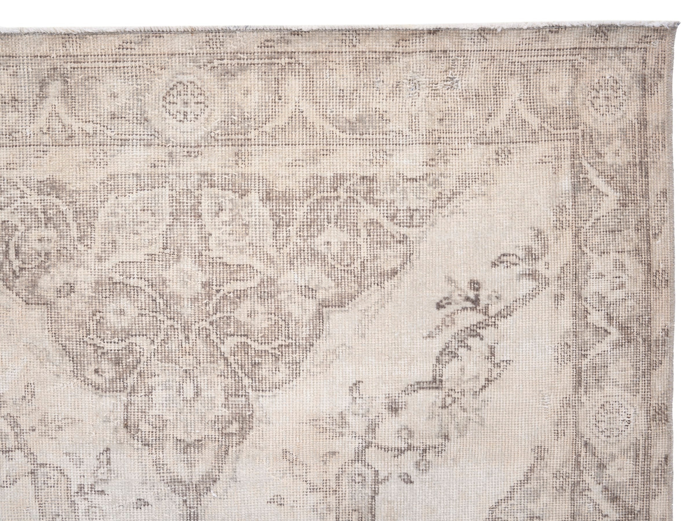 Turkish Isparta area rug in cream and taupe, view 8 of 10