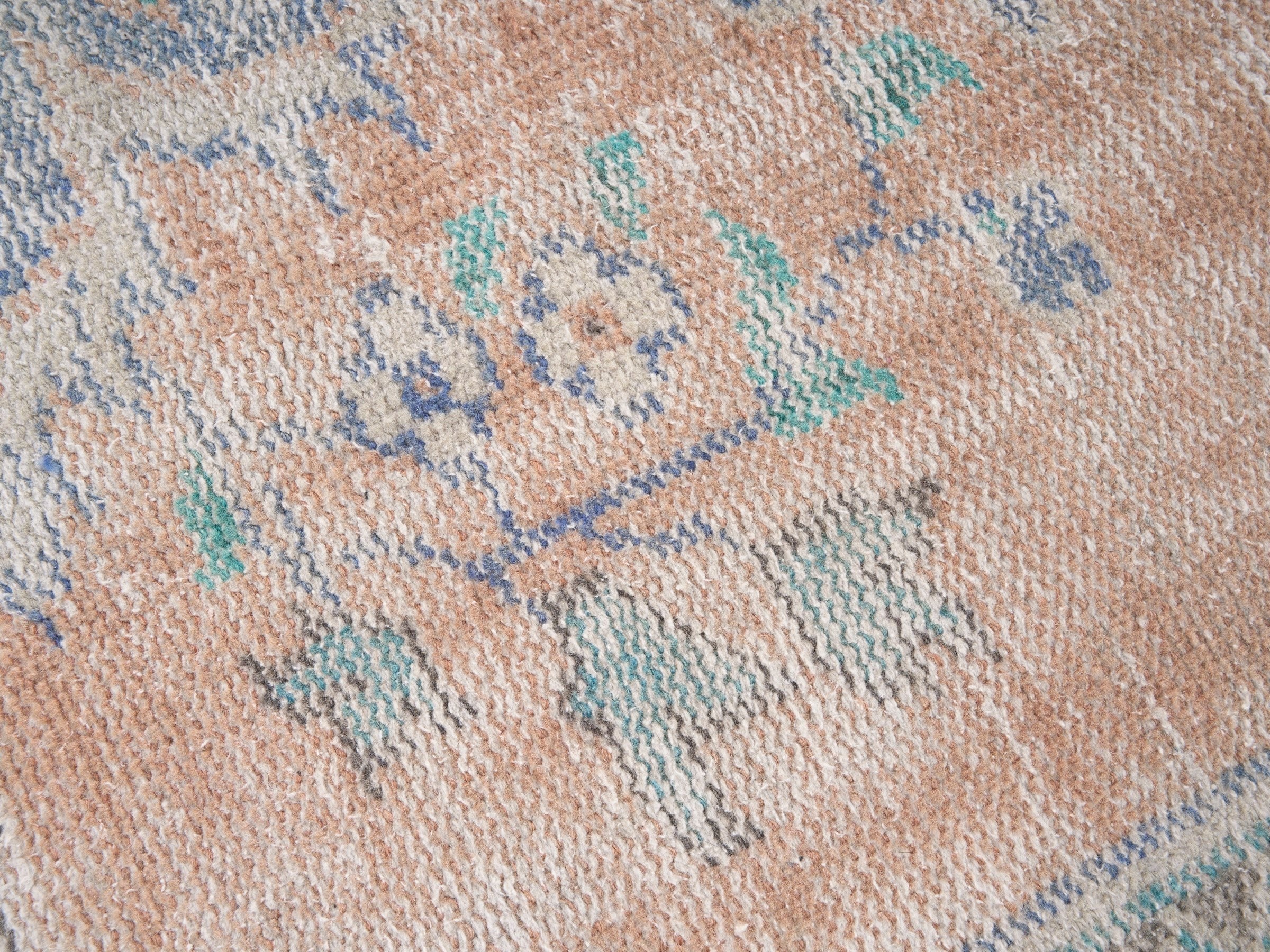 Turkish Manisa area rug in tan and navy, view 7 of 10