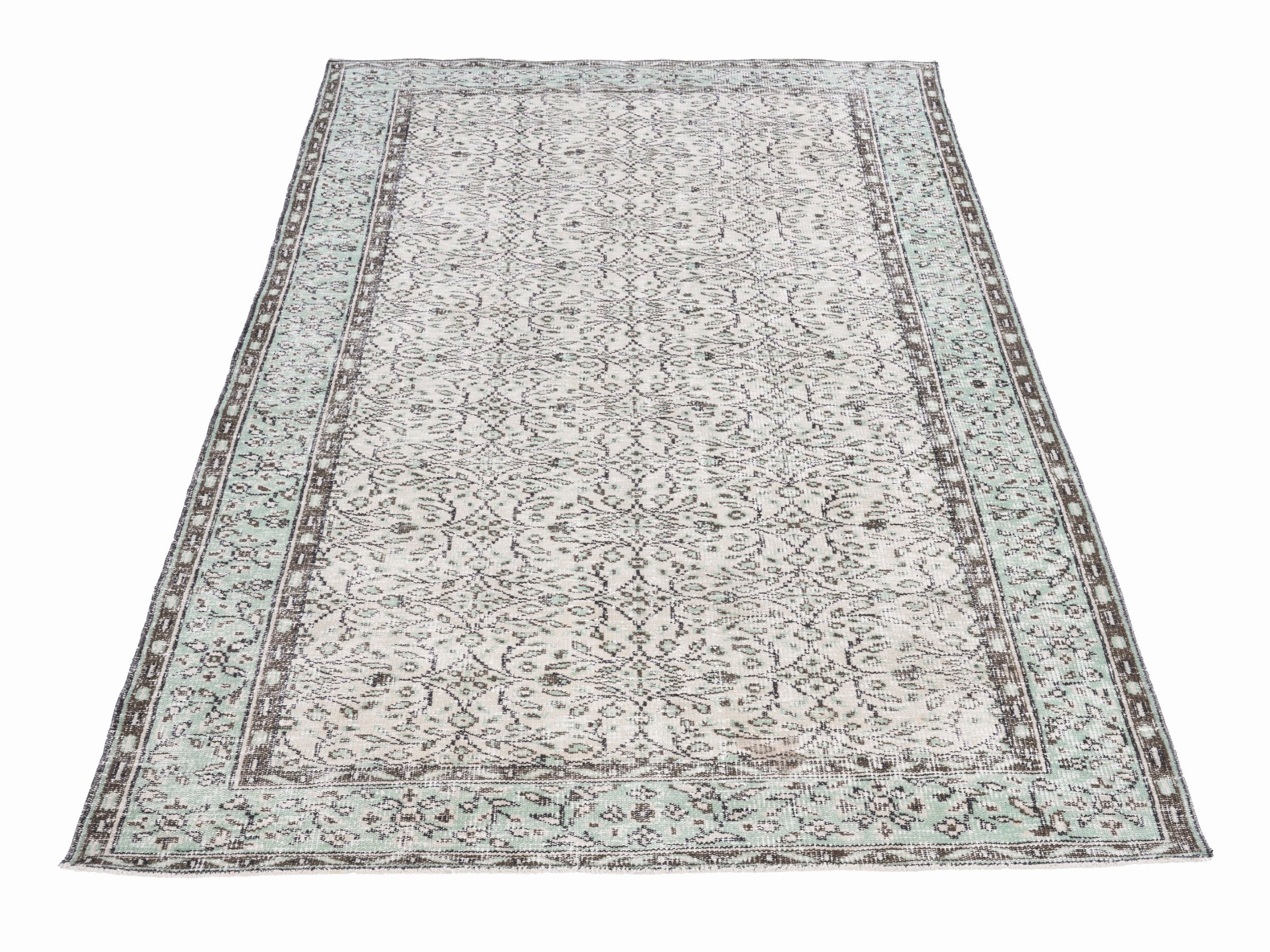 Turkish Manisa area rug in cream and greige, view 2 of 10