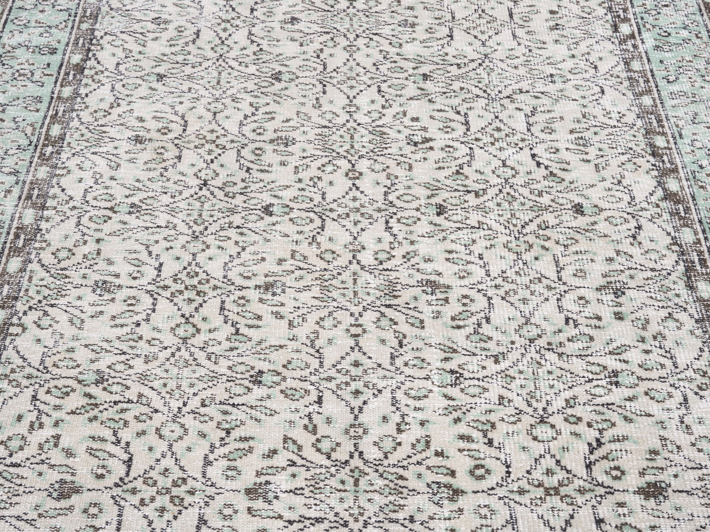 Turkish Manisa area rug in cream and greige, view 4 of 10