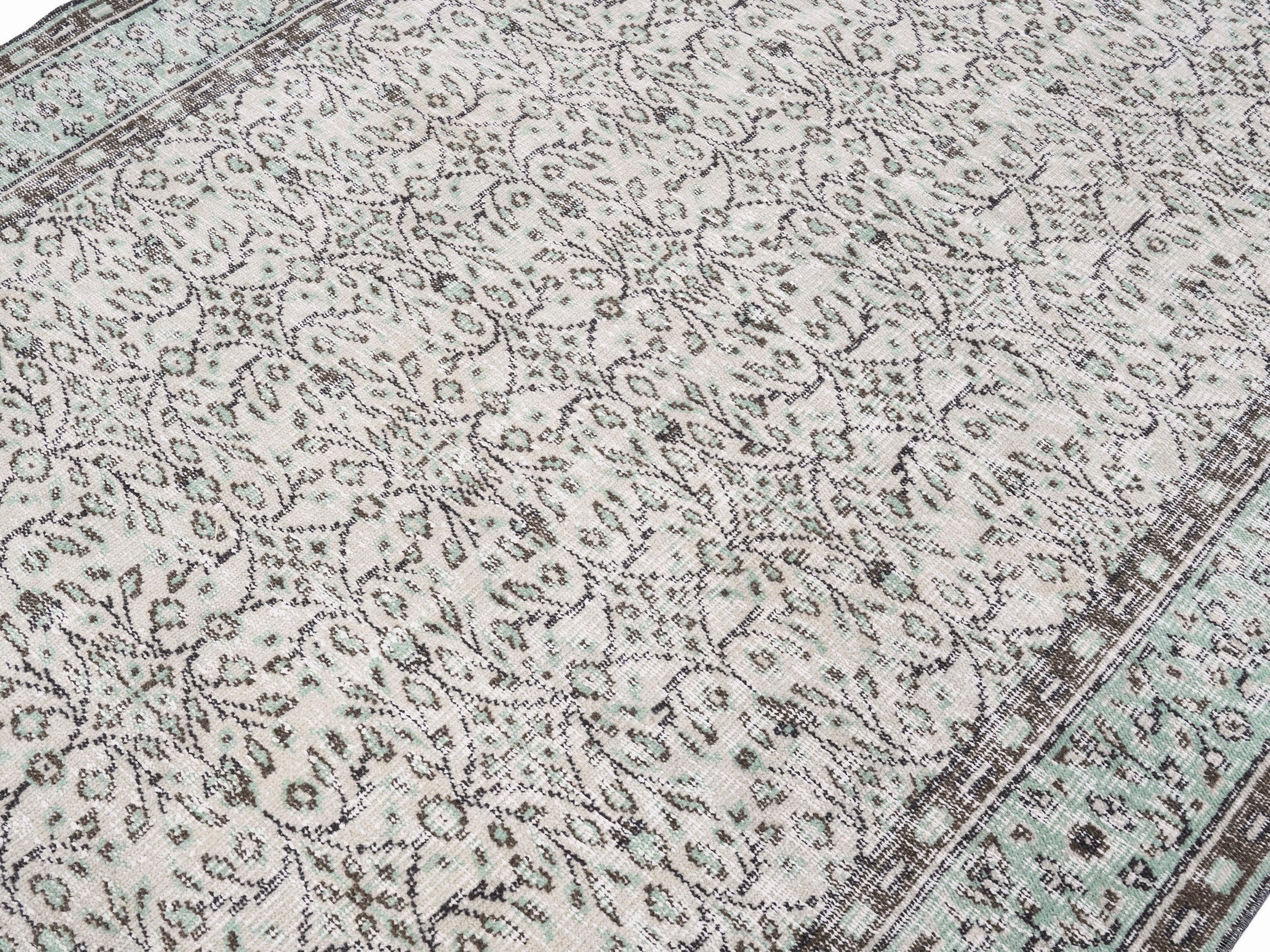 Turkish Manisa area rug in cream and greige, view 5 of 10