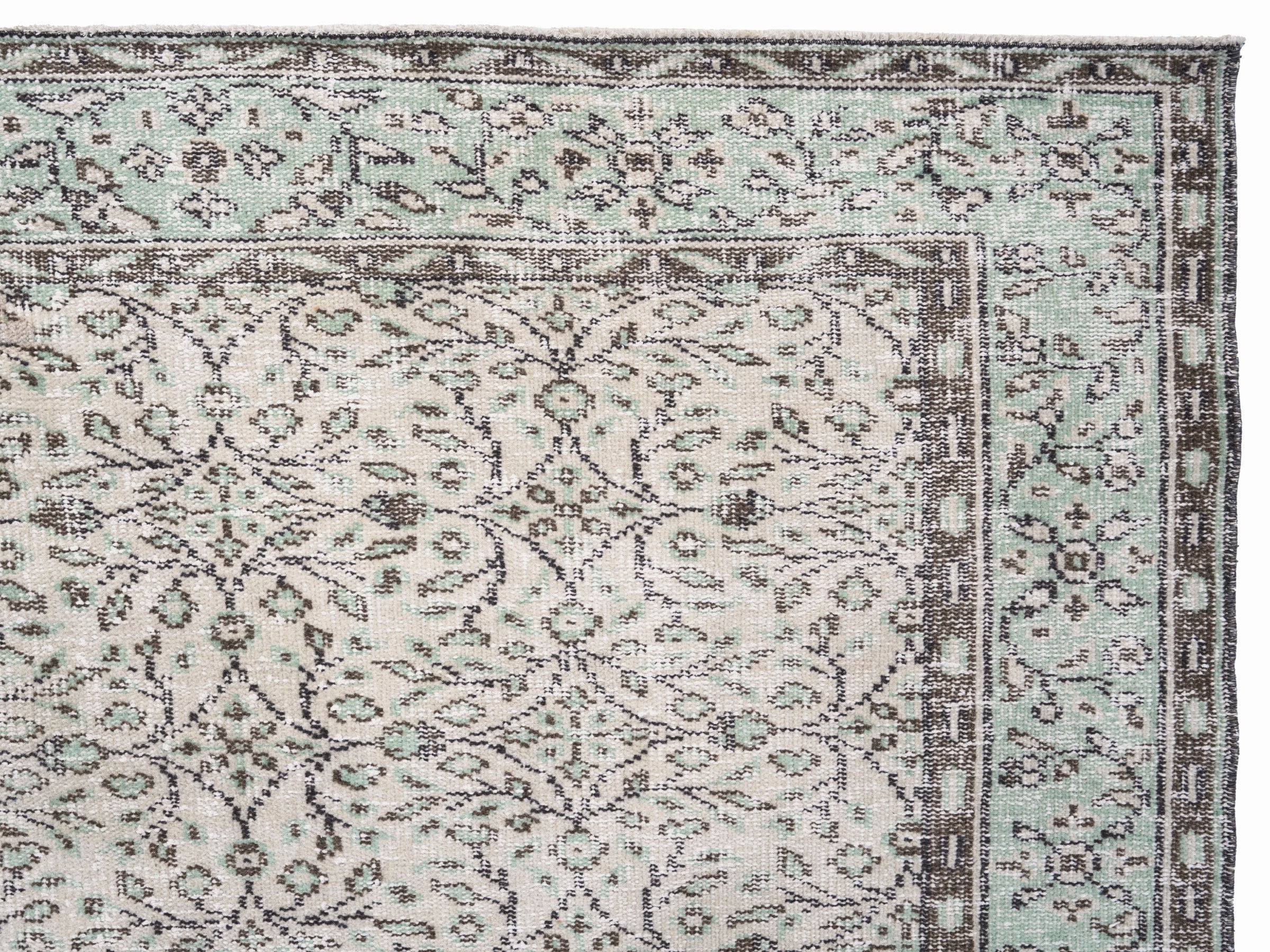 Turkish Manisa area rug in cream and greige, view 8 of 10