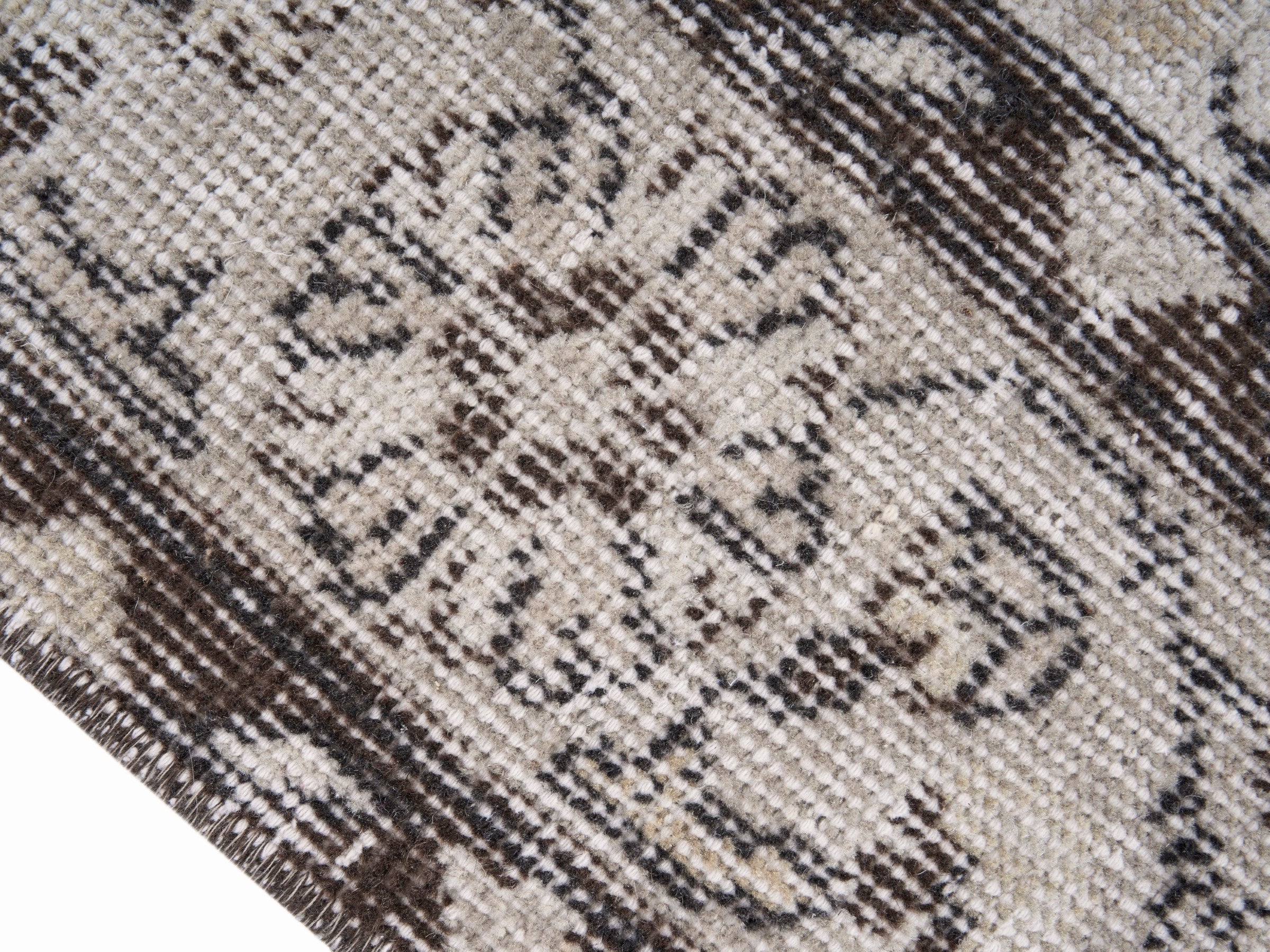 Turkish Isparta area rug in cream and taupe, view 6 of 10