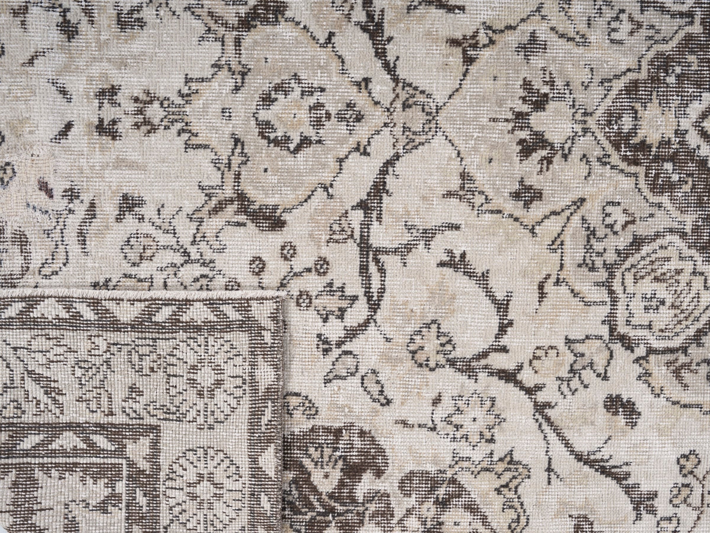 Turkish Isparta area rug in cream and taupe, view 10 of 10