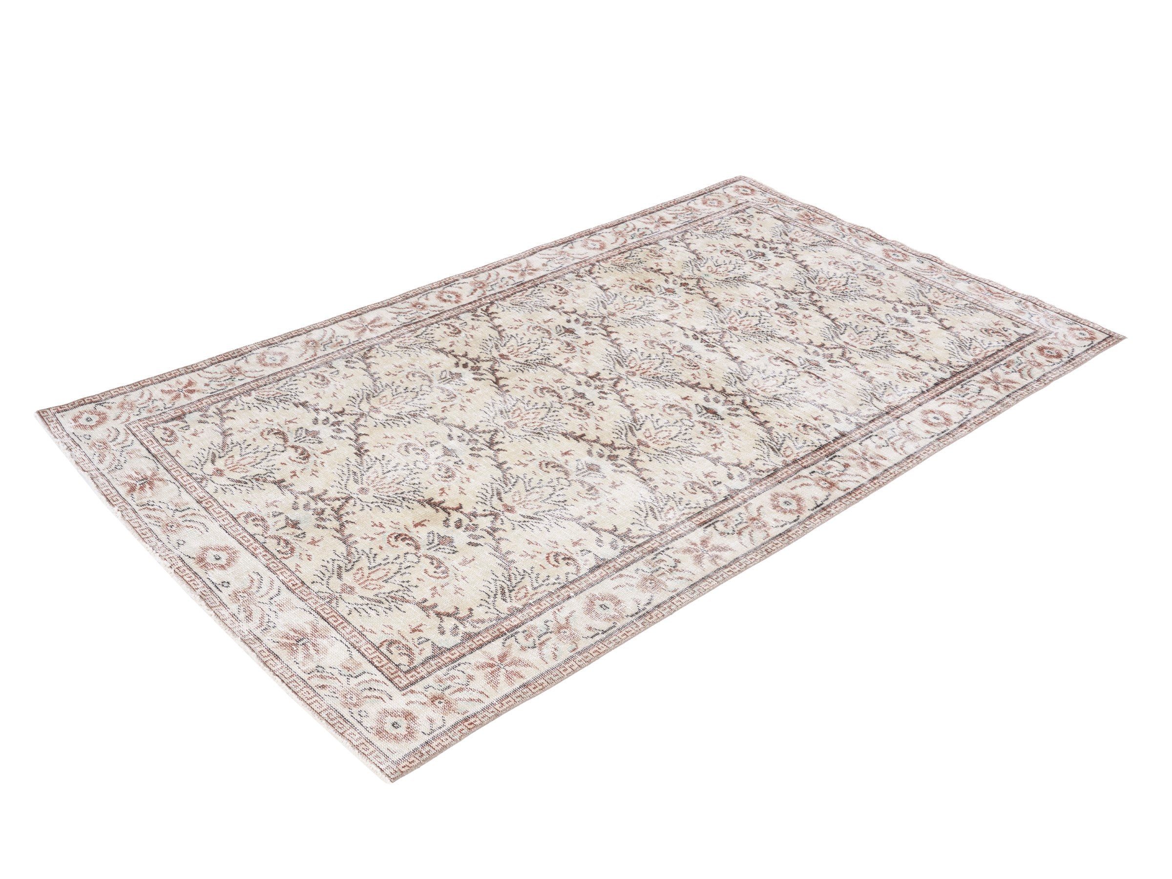 Turkish Manisa area rug in cream and taupe, view 3 of 10