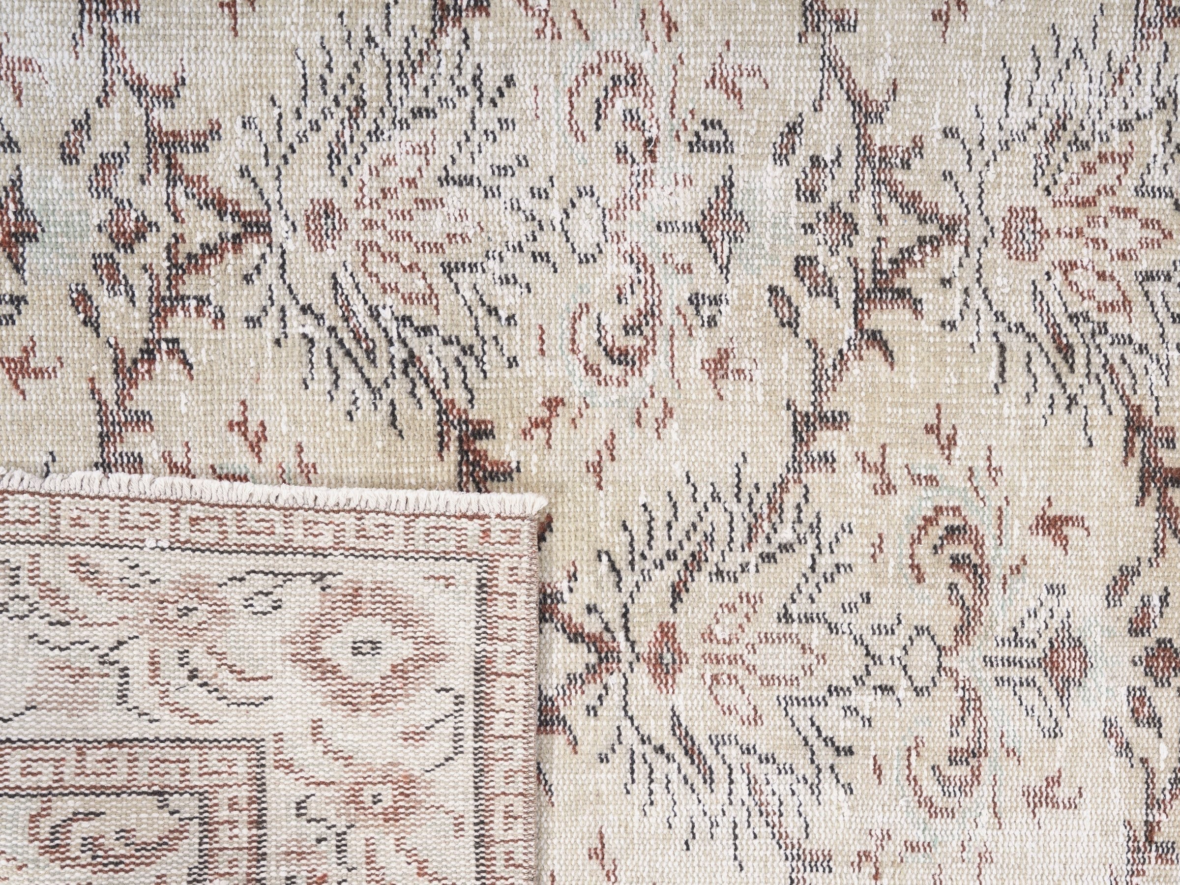 Turkish Manisa area rug in cream and taupe, view 10 of 10