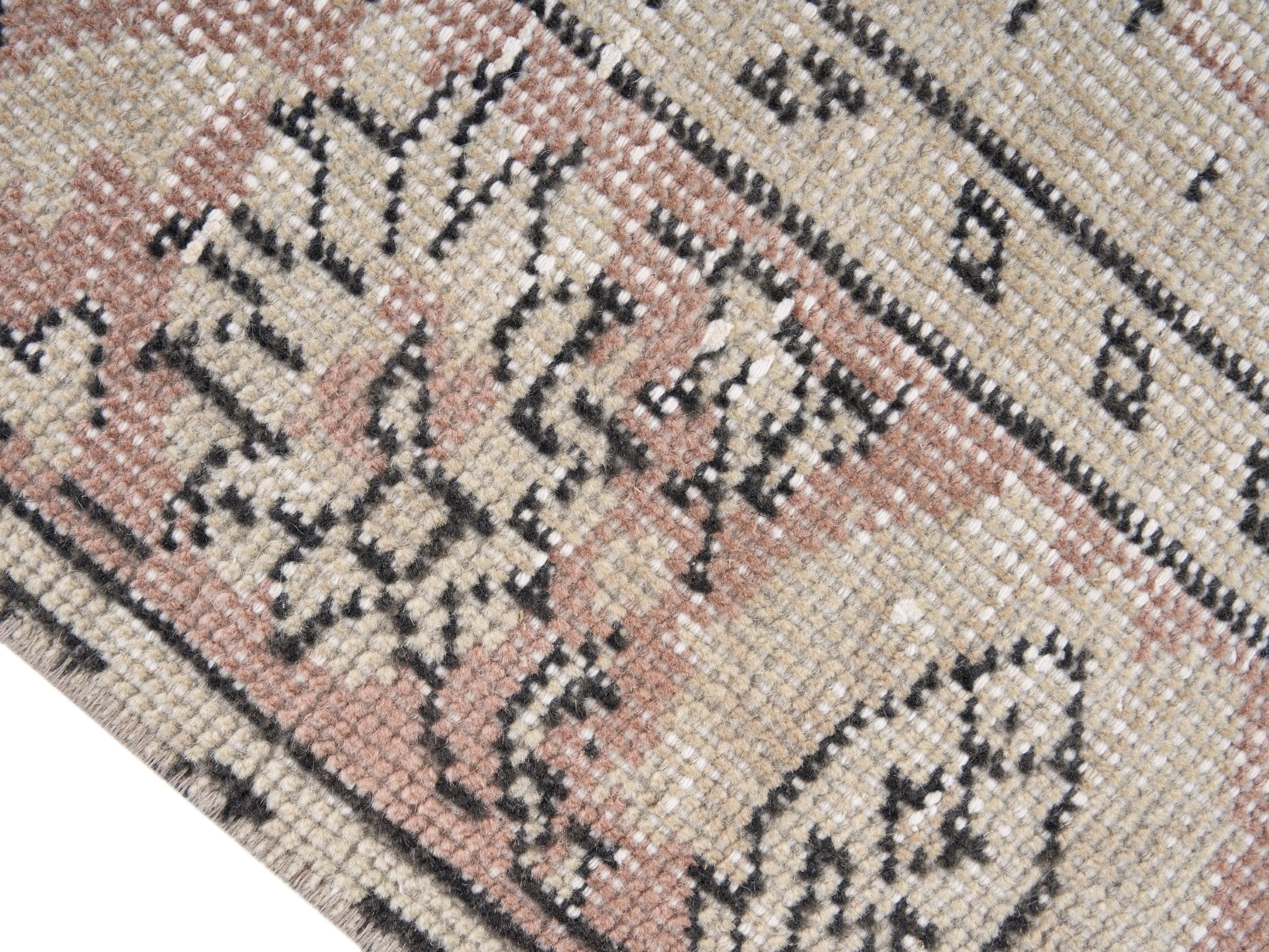 Turkish Manisa area rug in cream and muted pink, view 6 of 10