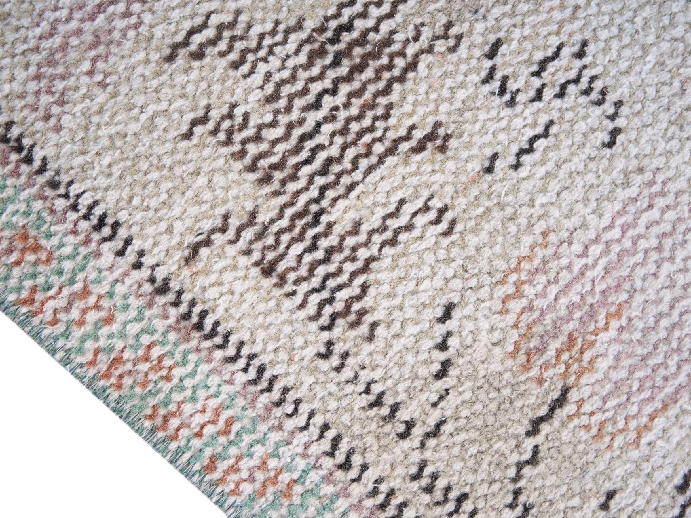 Turkish Manisa area rug in cream and muted pink, view 6 of 10