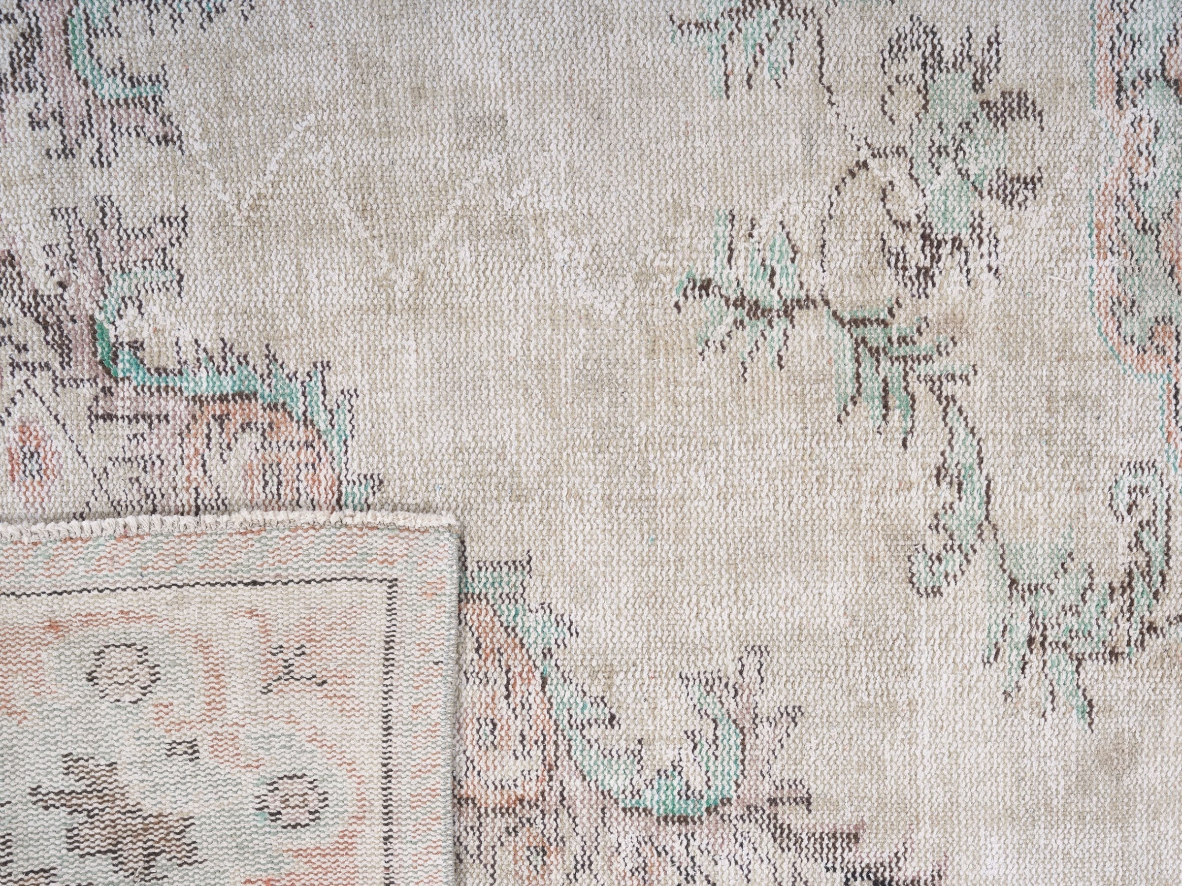 Turkish Manisa area rug in cream and muted pink, view 10 of 10