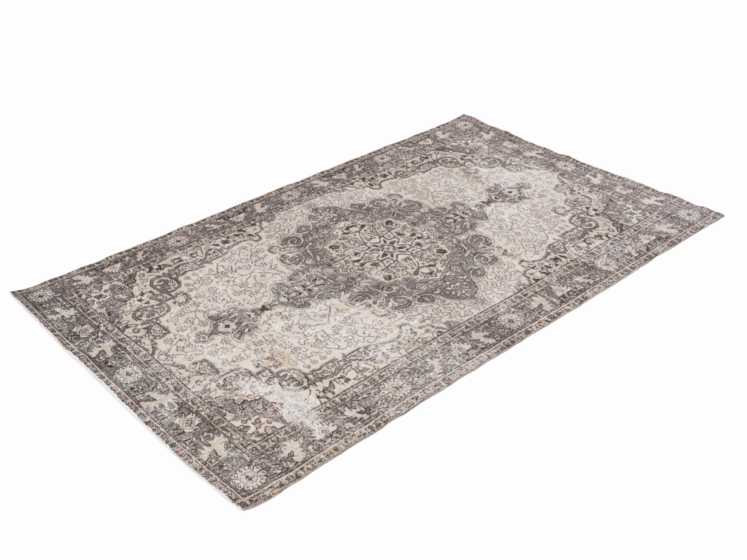 Turkish Isparta area rug in cream and greige, view 3 of 10