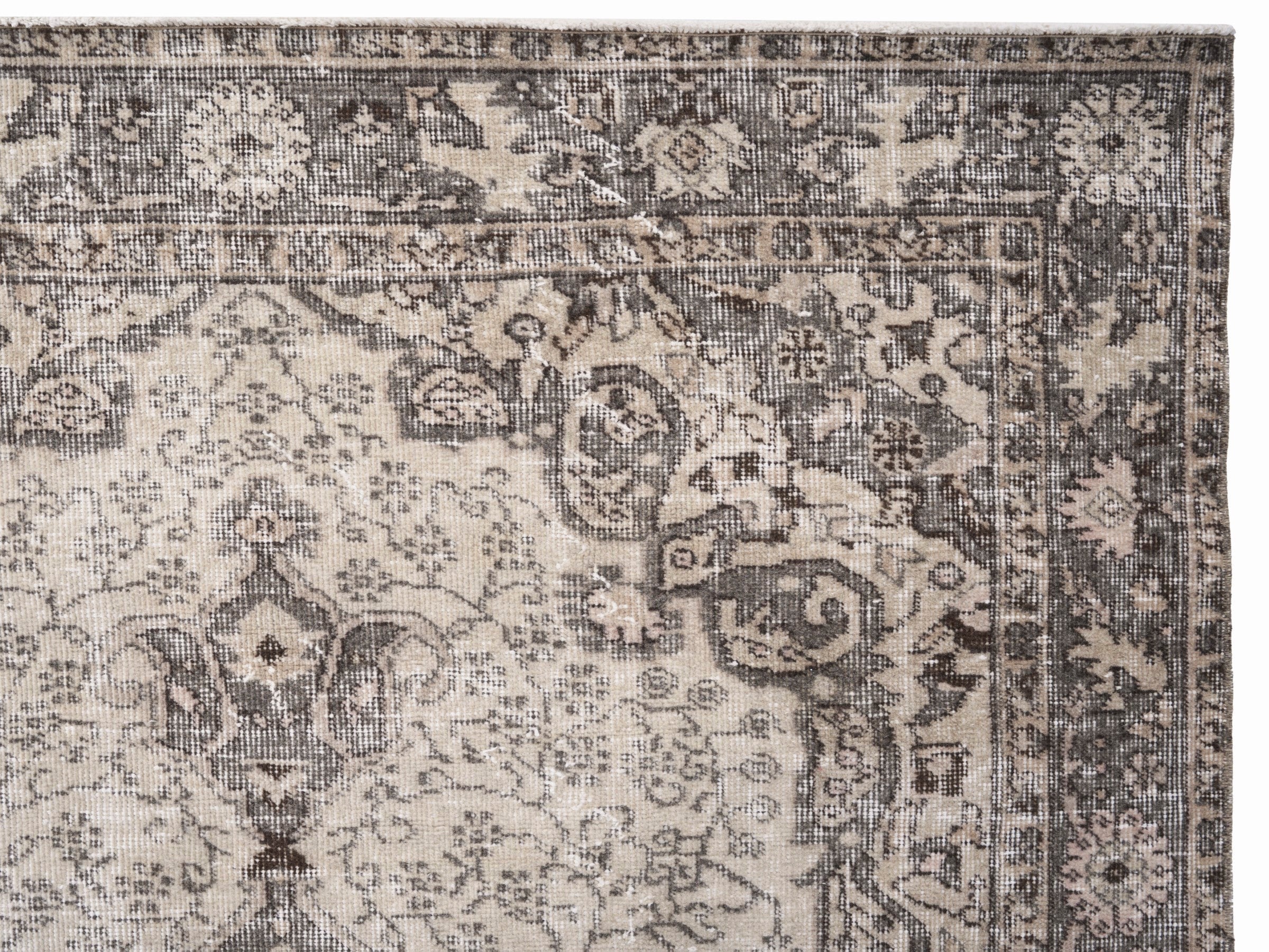 Turkish Isparta area rug in cream and greige, view 8 of 10