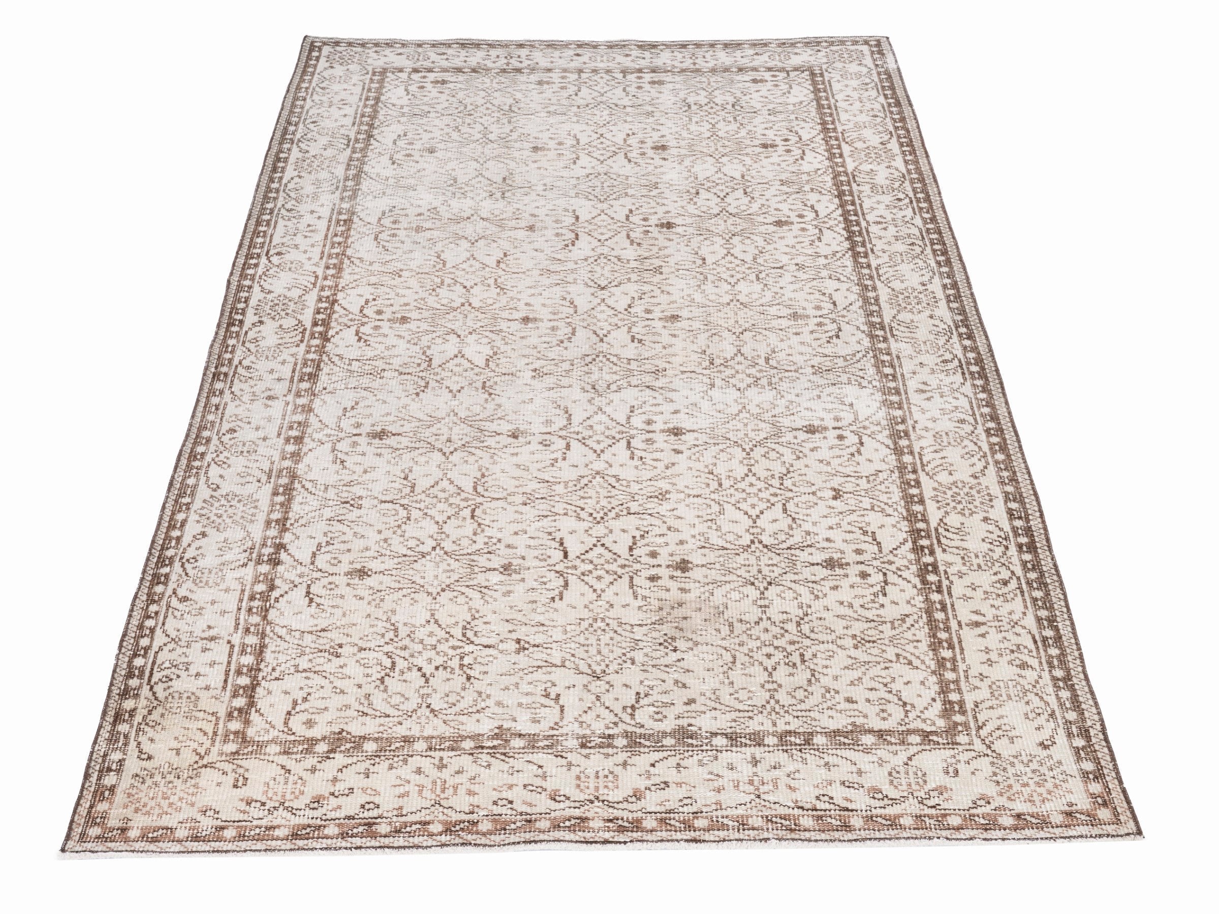 Turkish Manisa area rug in cream and taupe, view 2 of 10