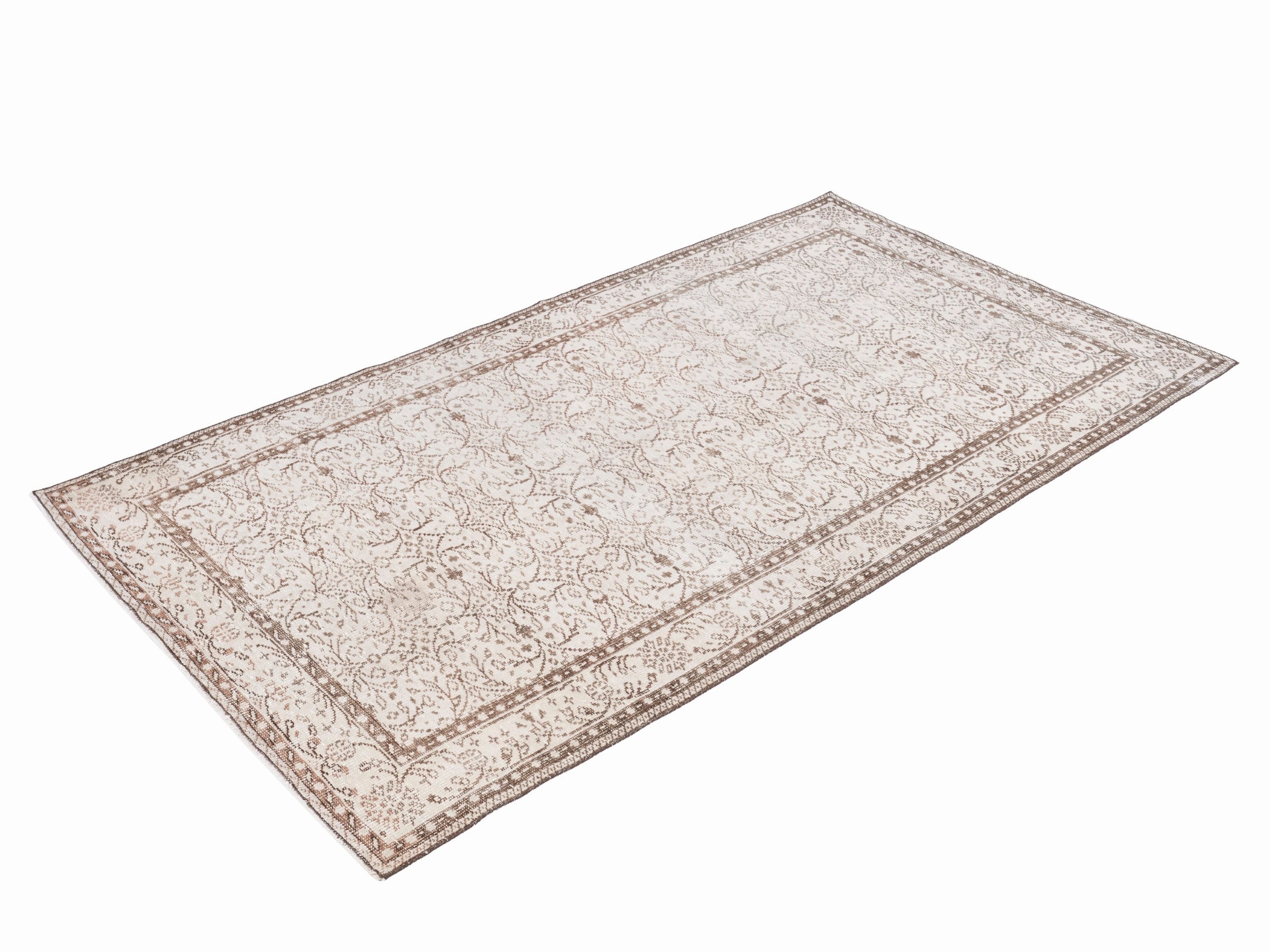 Turkish Manisa area rug in cream and taupe, view 3 of 10
