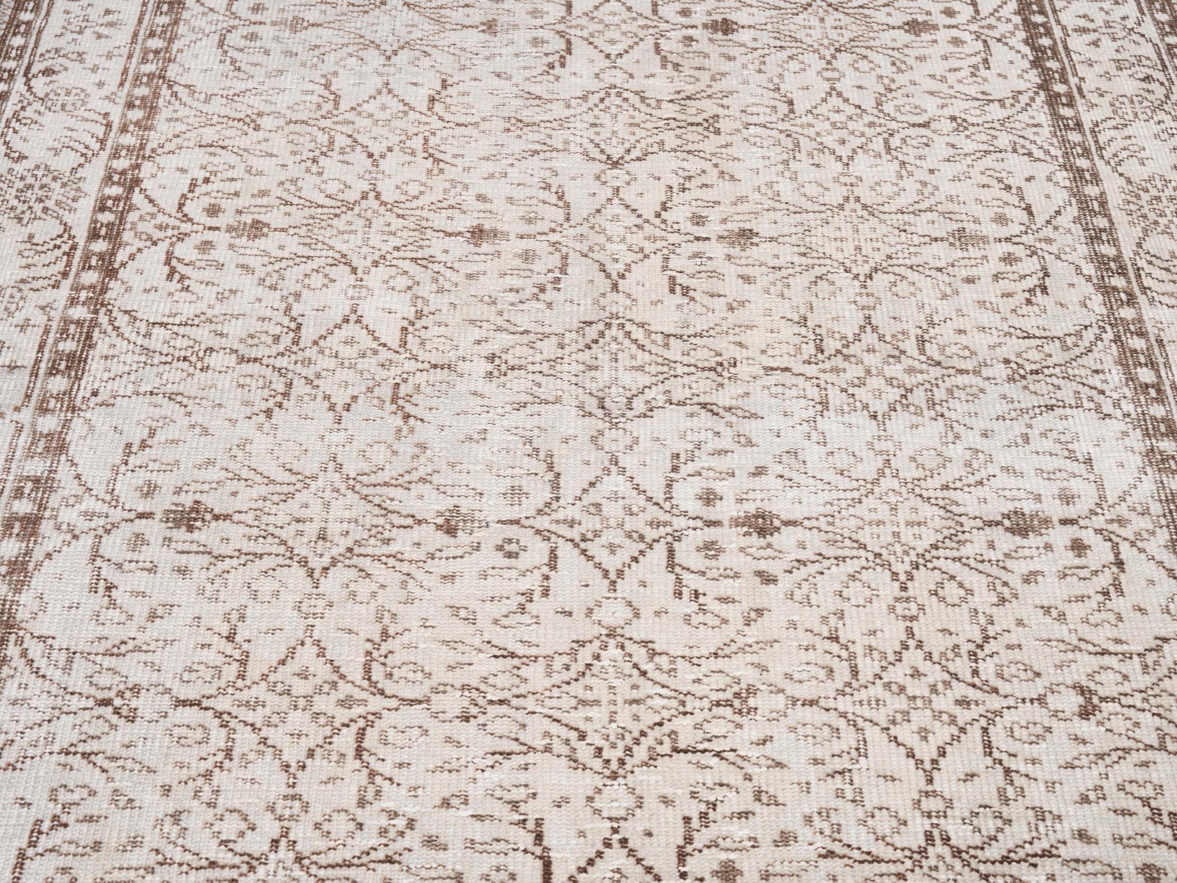 Turkish Manisa area rug in cream and taupe, view 4 of 10