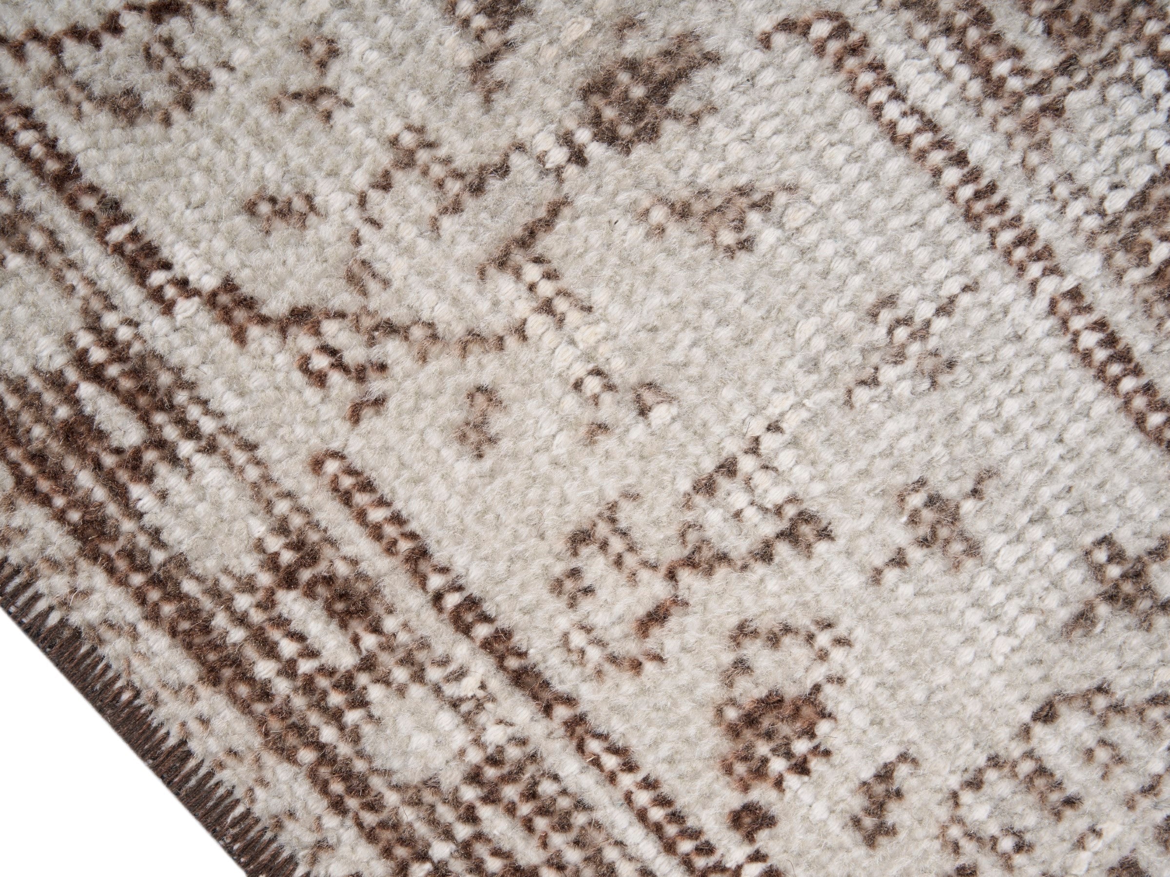 Turkish Manisa area rug in cream and taupe, view 6 of 10