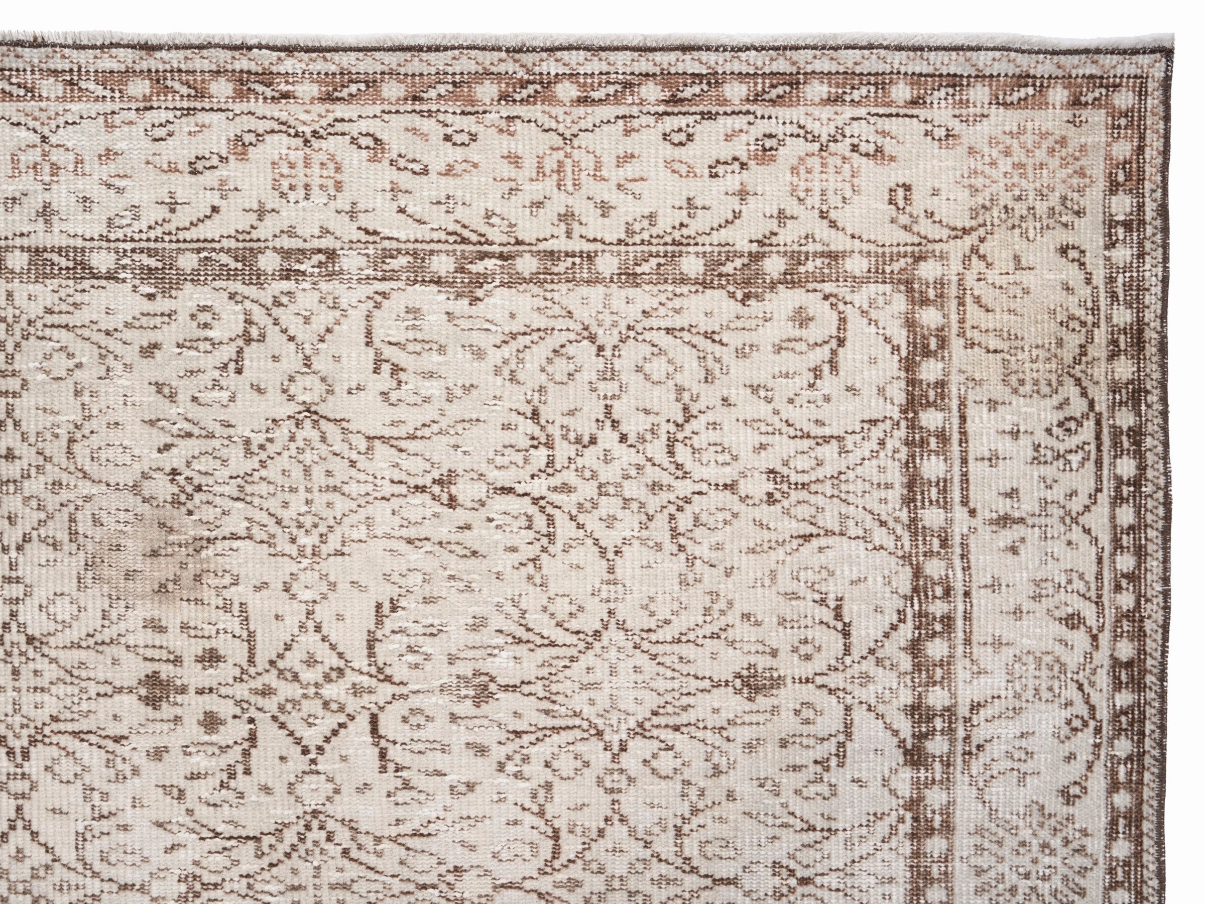 Turkish Manisa area rug in cream and taupe, view 8 of 10