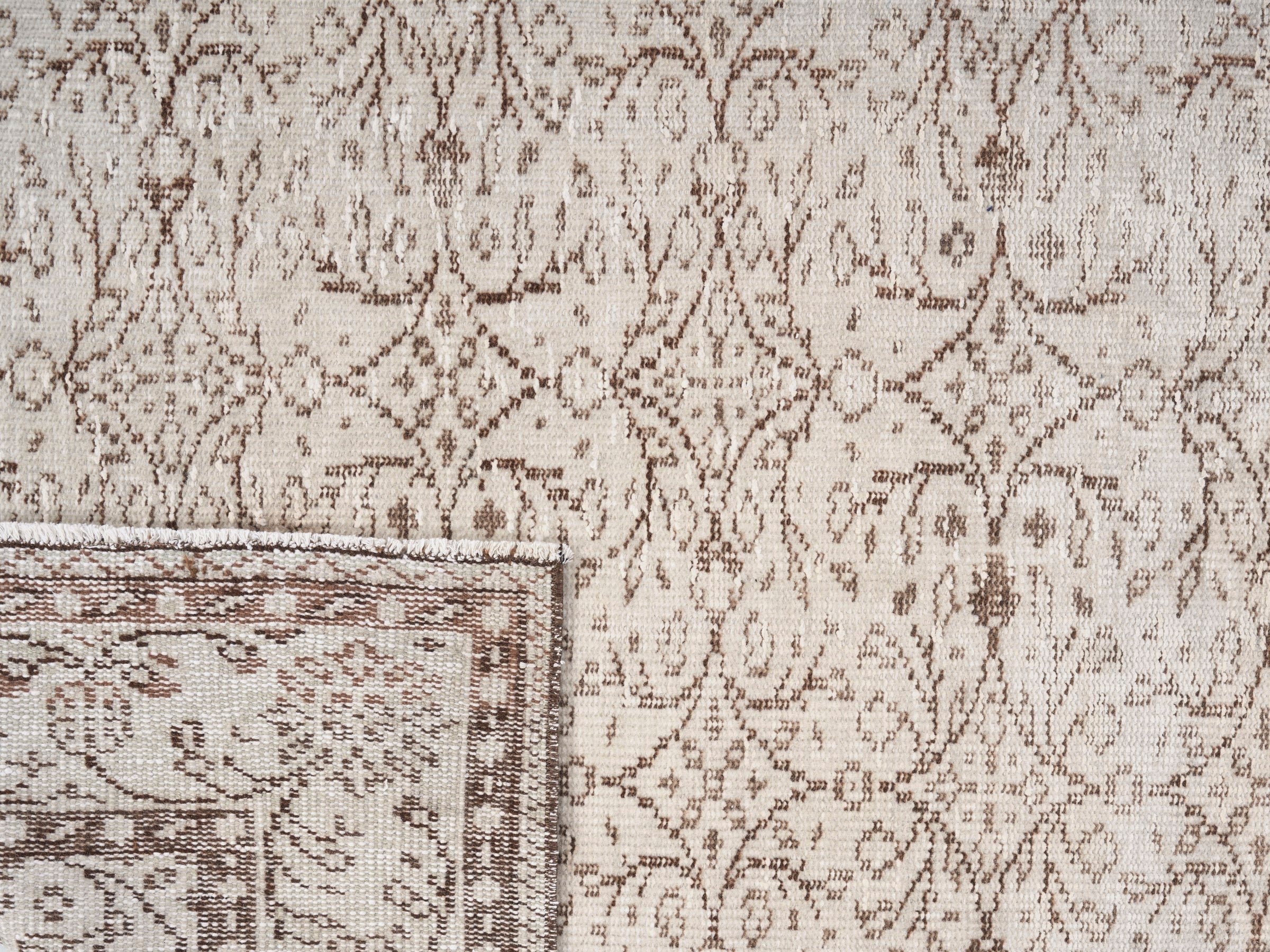 Turkish Manisa area rug in cream and taupe, view 10 of 10