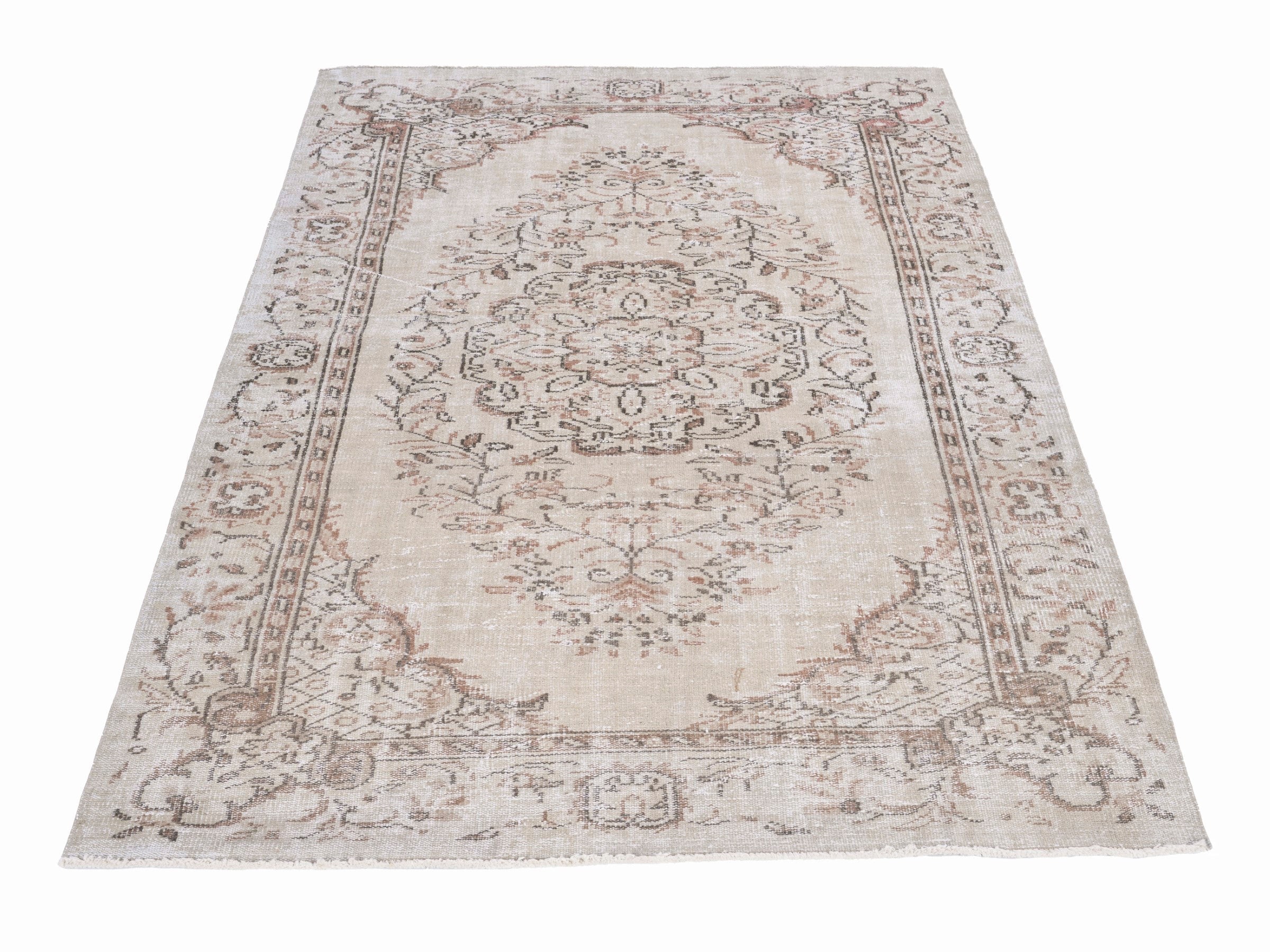 Turkish Manisa area rug in cream and rust, view 2 of 10