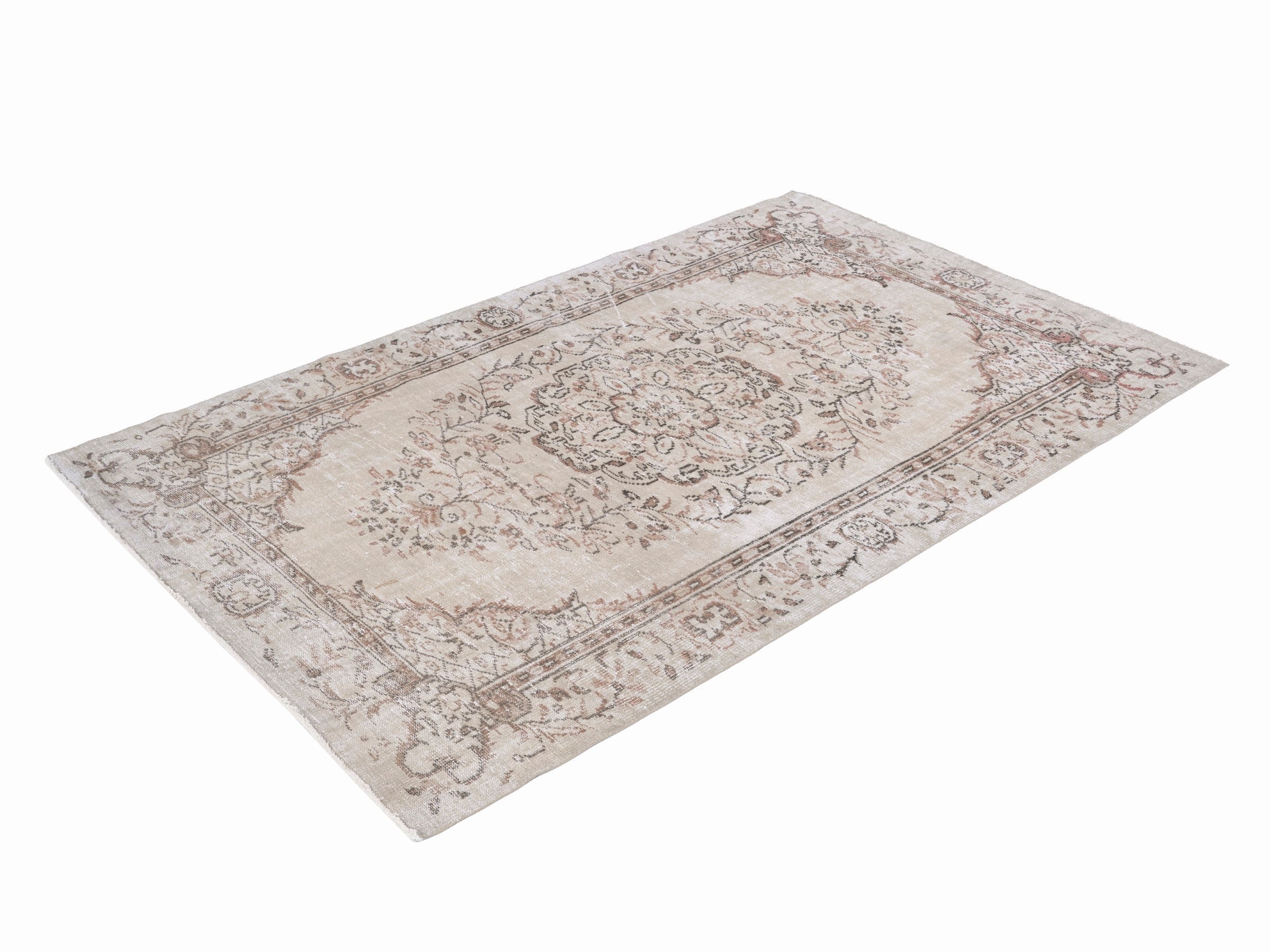 Turkish Manisa area rug in cream and rust, view 3 of 10