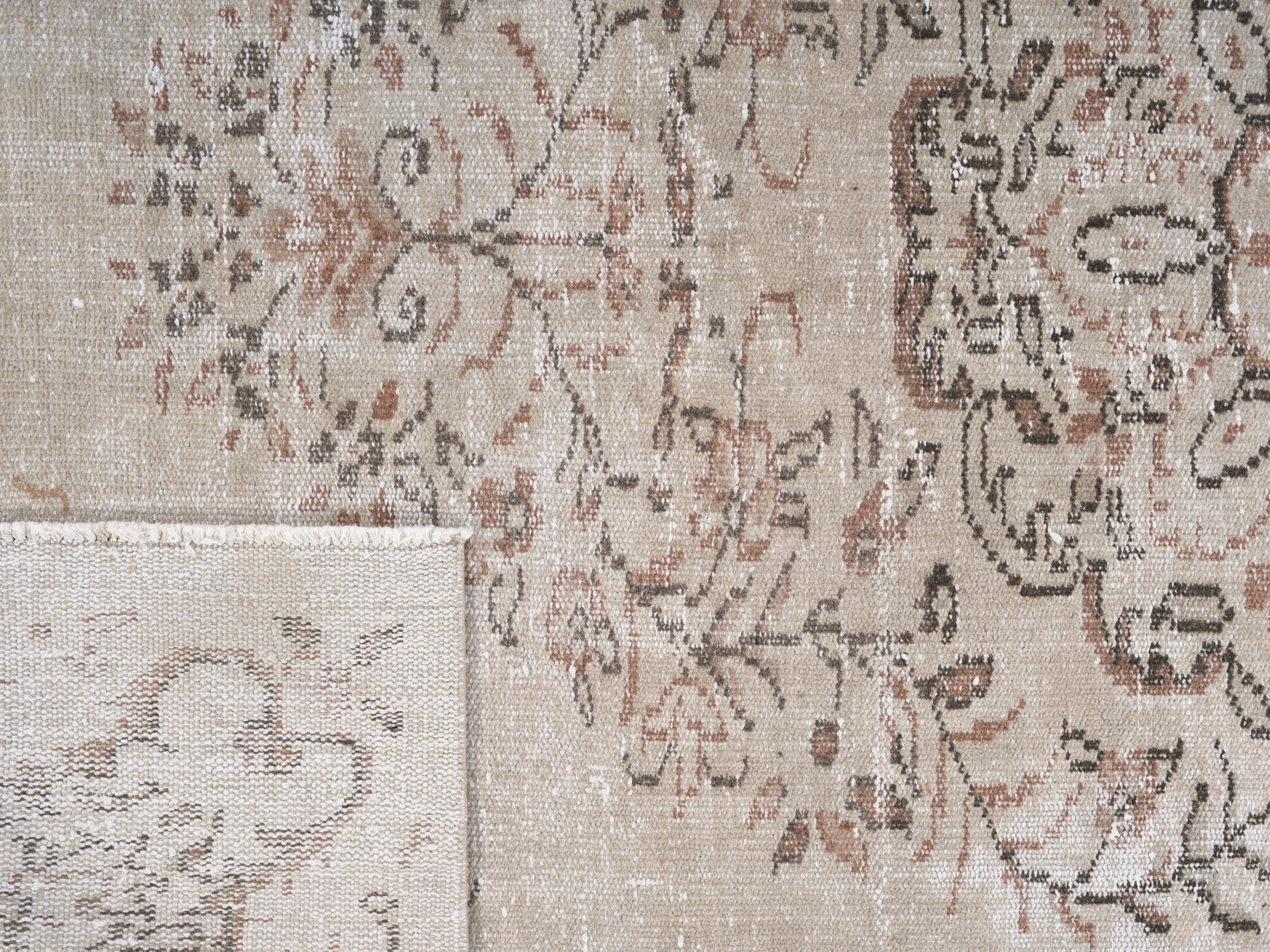 Turkish Manisa area rug in cream and rust, view 10 of 10
