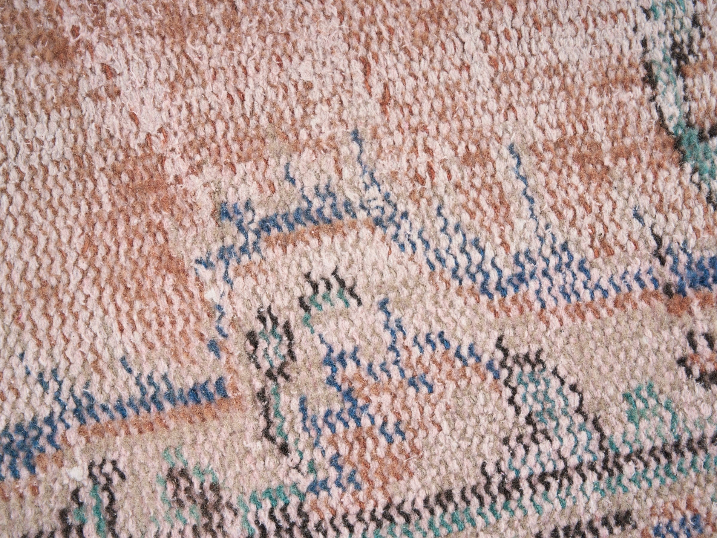 Turkish Manisa area rug in terracotta and dusty blue, view 7 of 10
