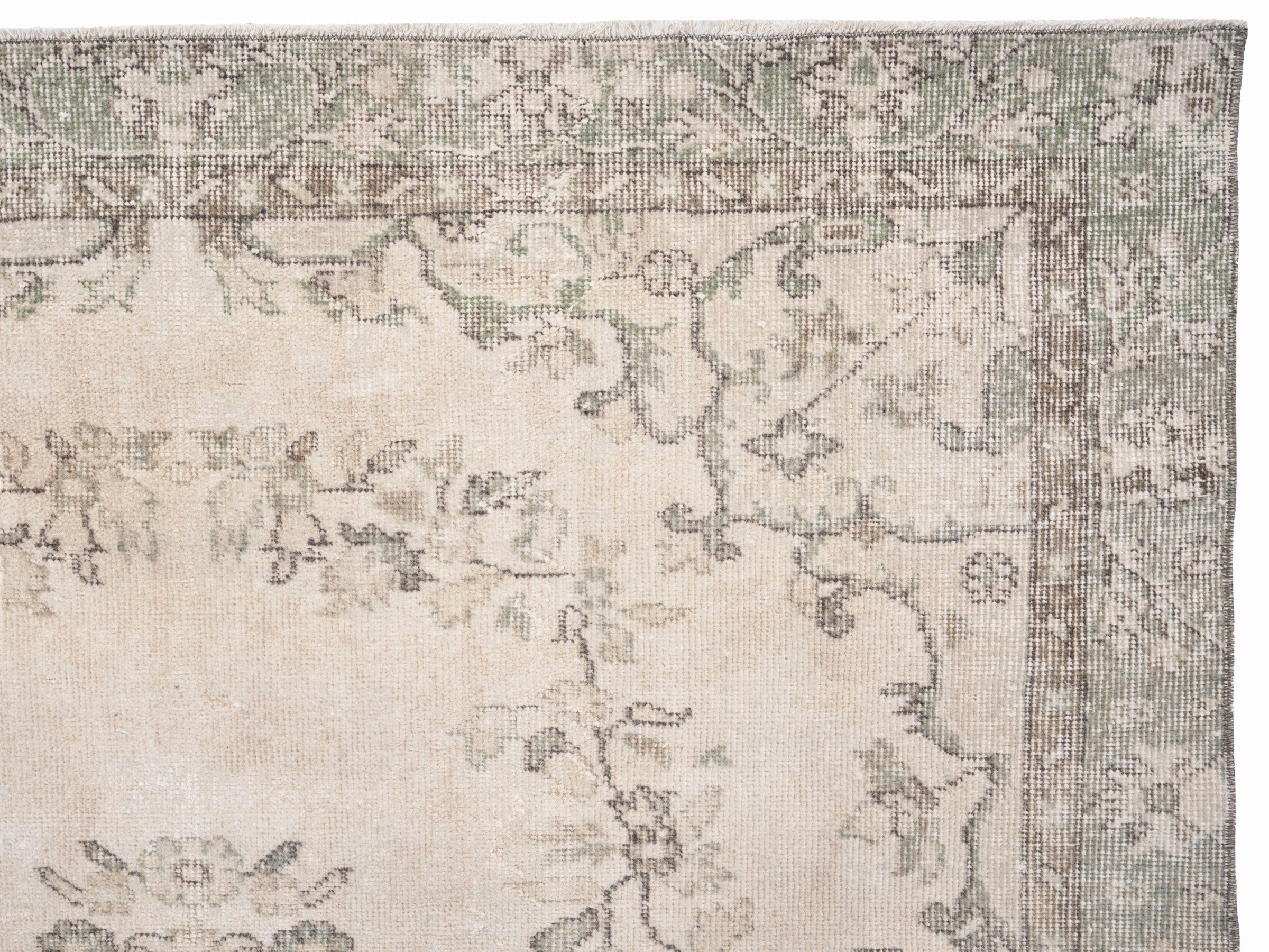 Turkish Isparta area rug in cream and greige, view 8 of 10