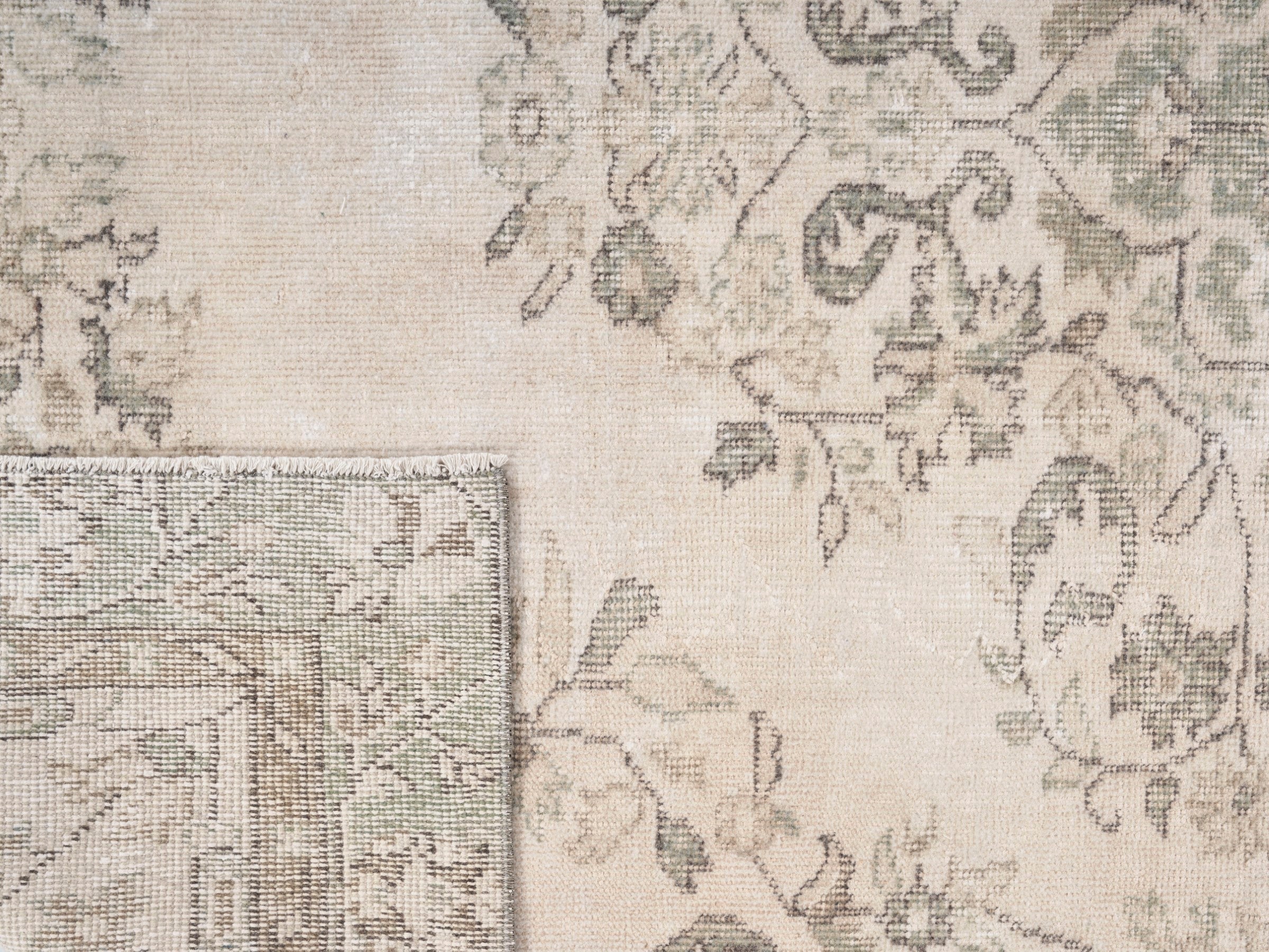 Turkish Isparta area rug in cream and greige, view 10 of 10