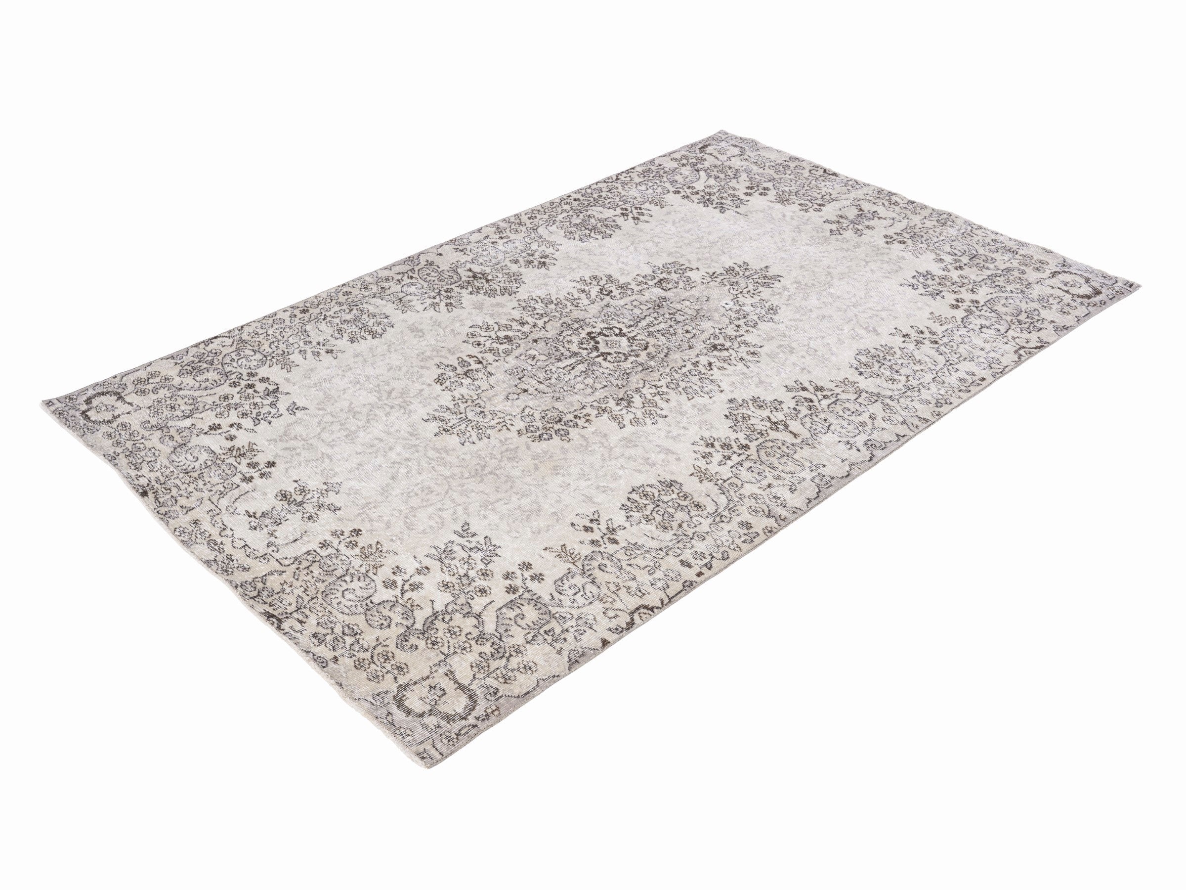 Turkish Isparta area rug in cream and greige, view 3 of 10