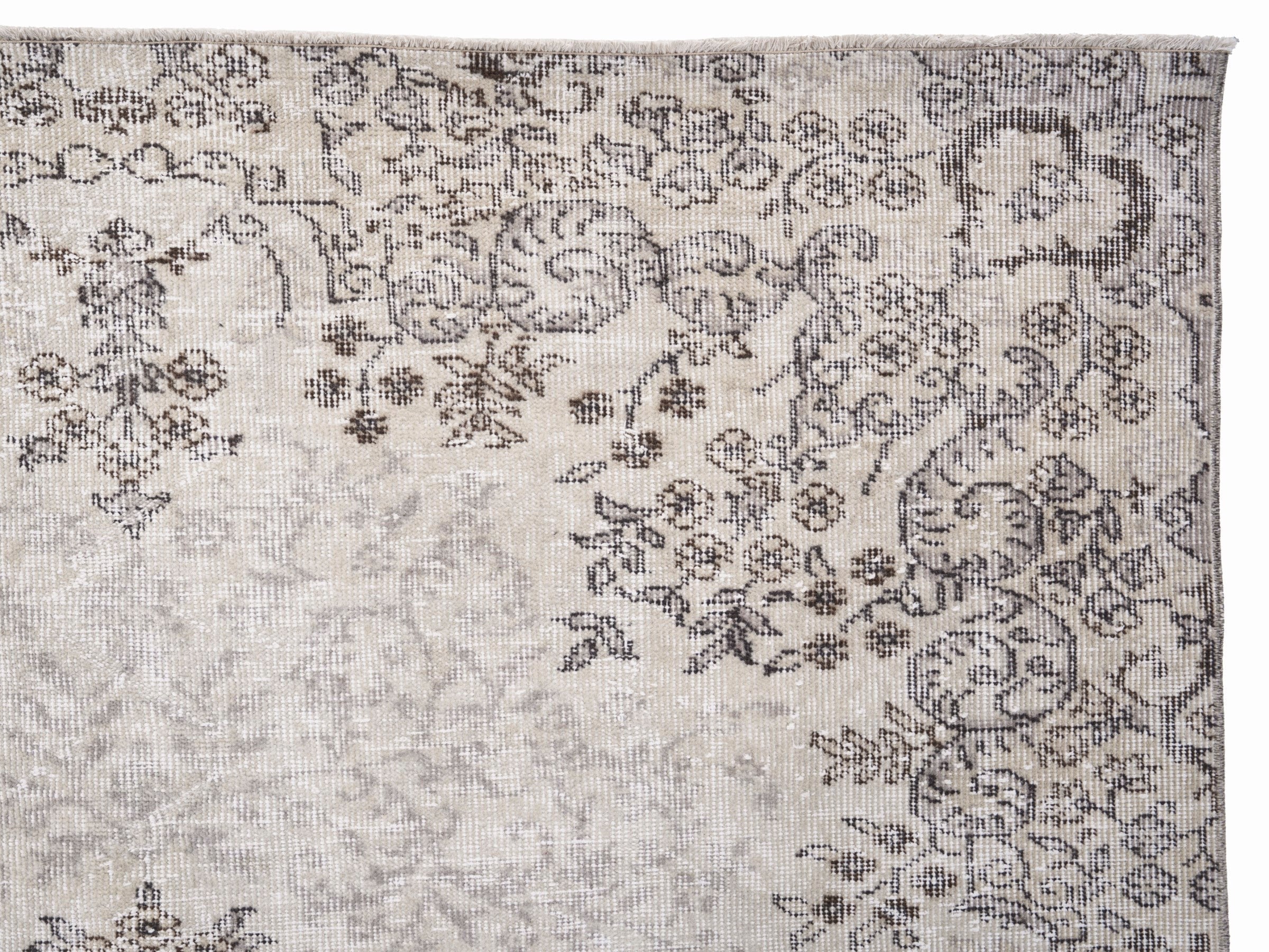 Turkish Isparta area rug in cream and greige, view 8 of 10