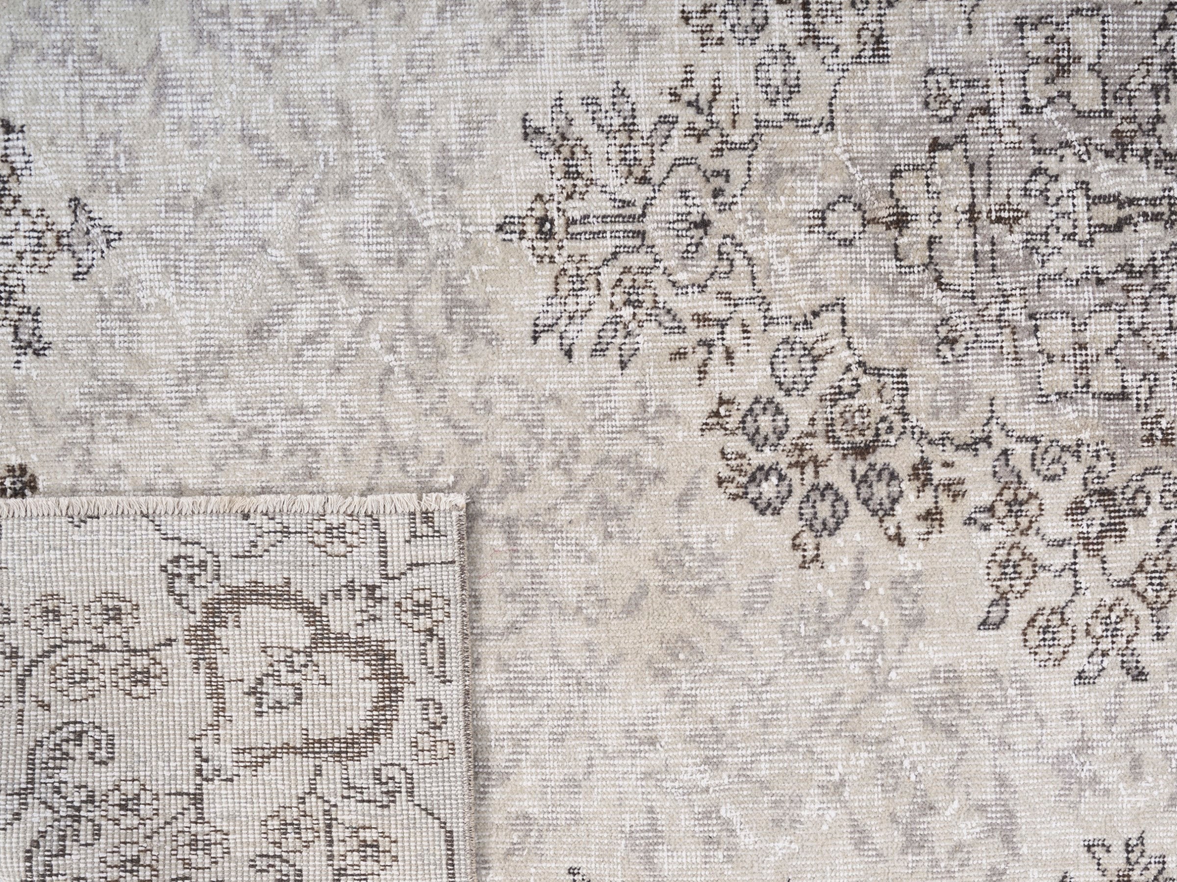 Turkish Isparta area rug in cream and greige, view 10 of 10