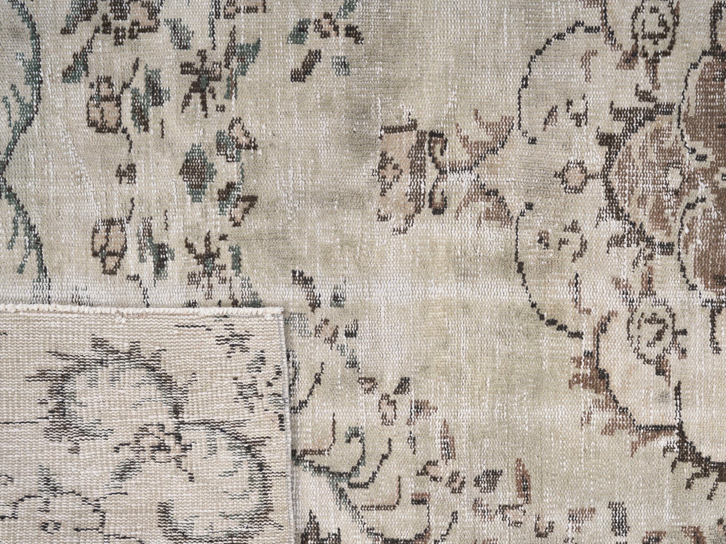 Turkish Manisa area rug in cream and tan, view 10 of 10