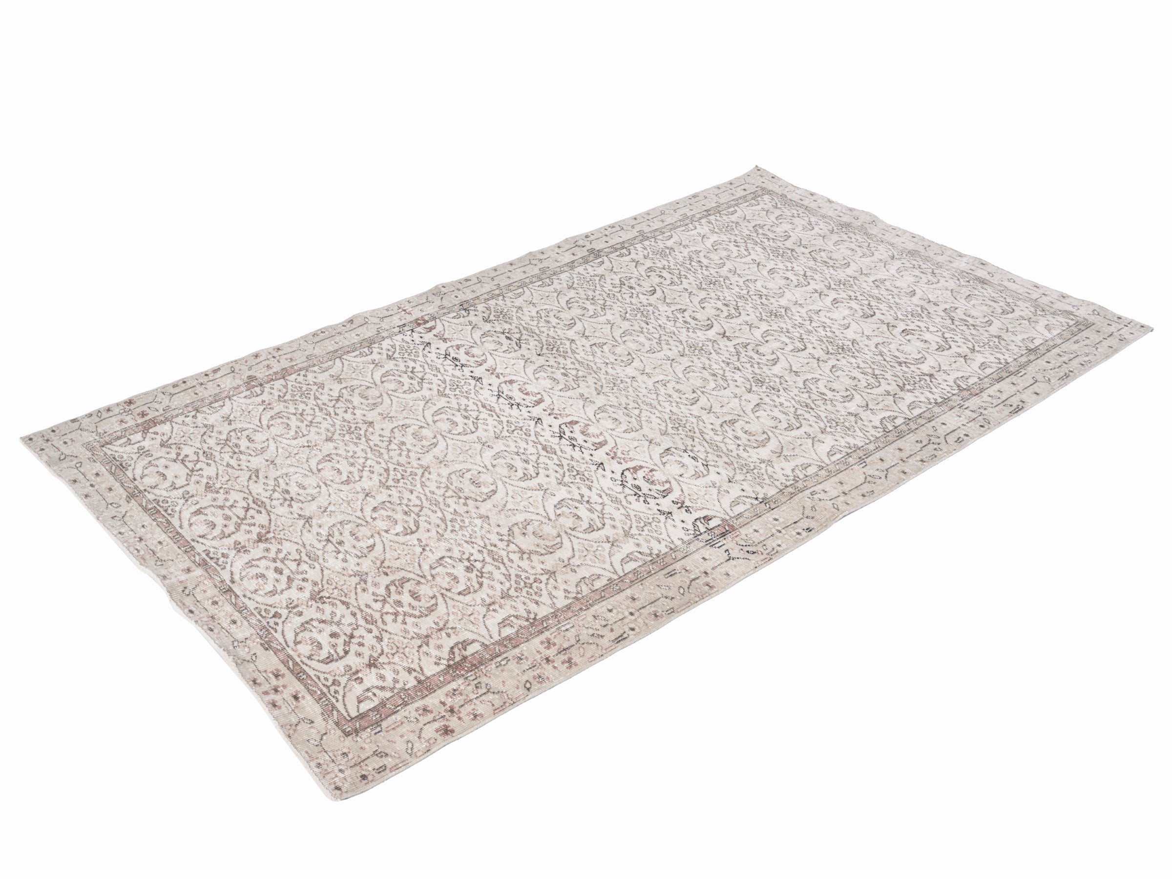 Turkish Isparta area rug in ivory and greige, view 3 of 10