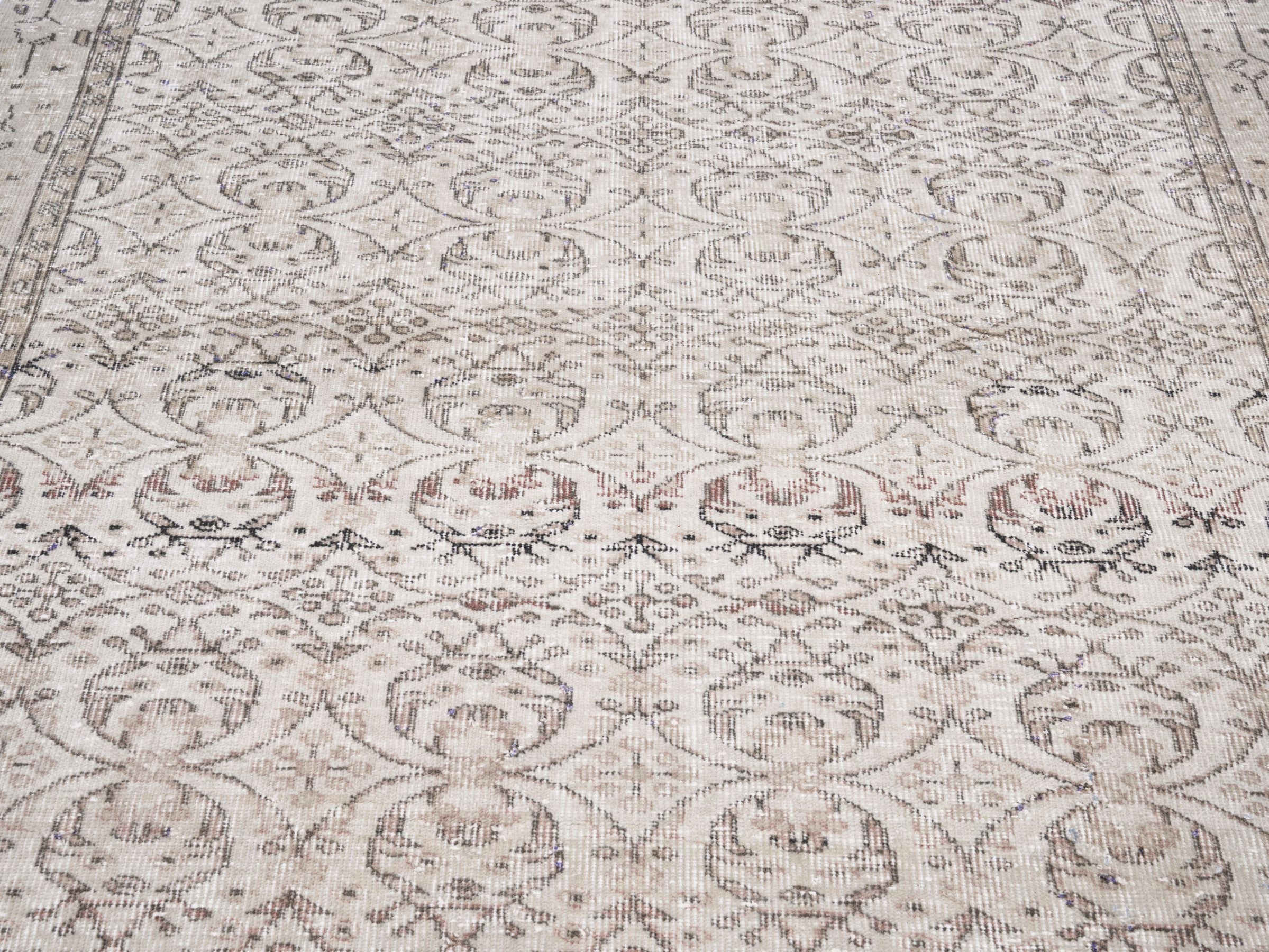 Turkish Isparta area rug in ivory and greige, view 4 of 10