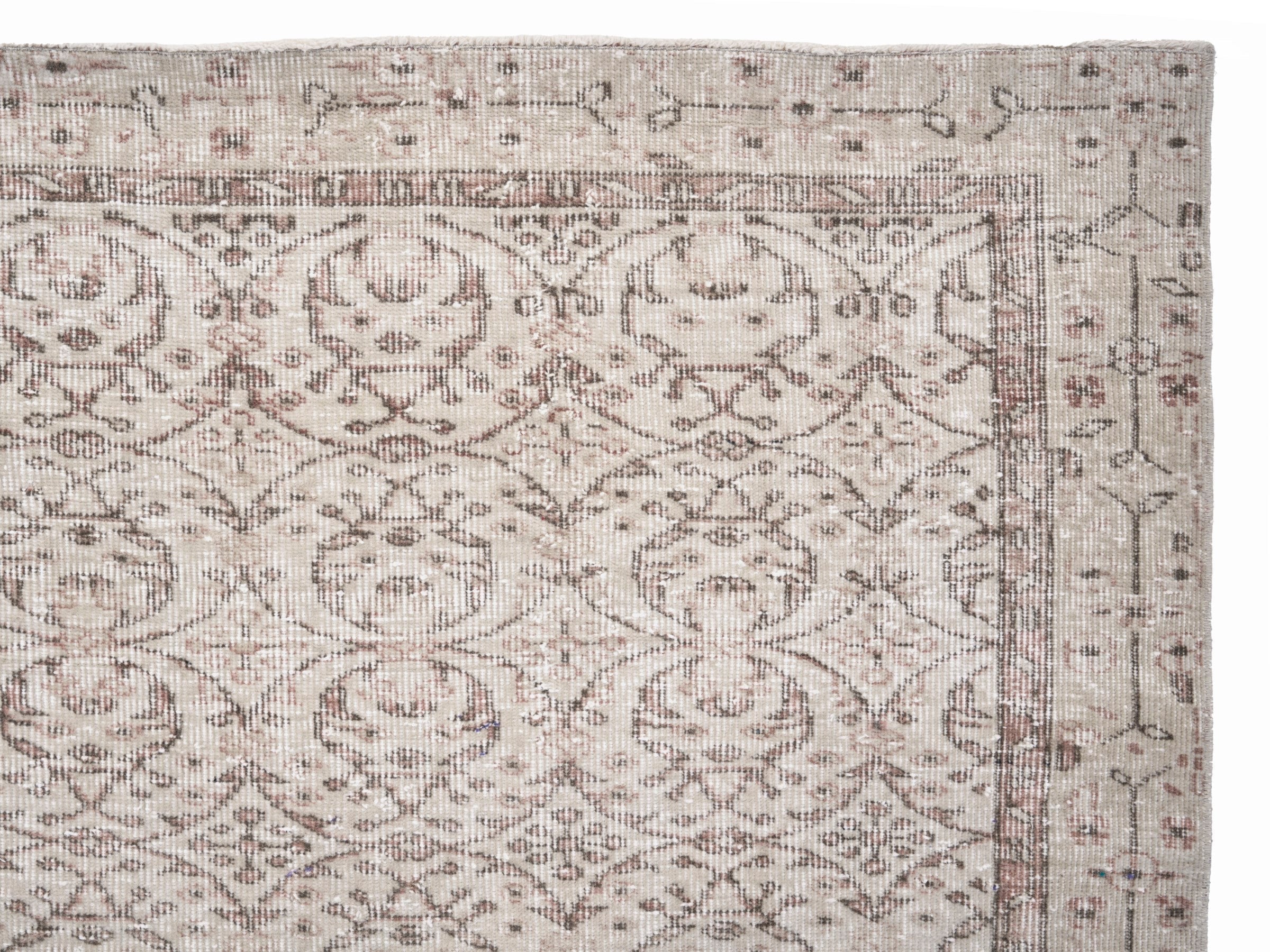 Turkish Isparta area rug in ivory and greige, view 8 of 10