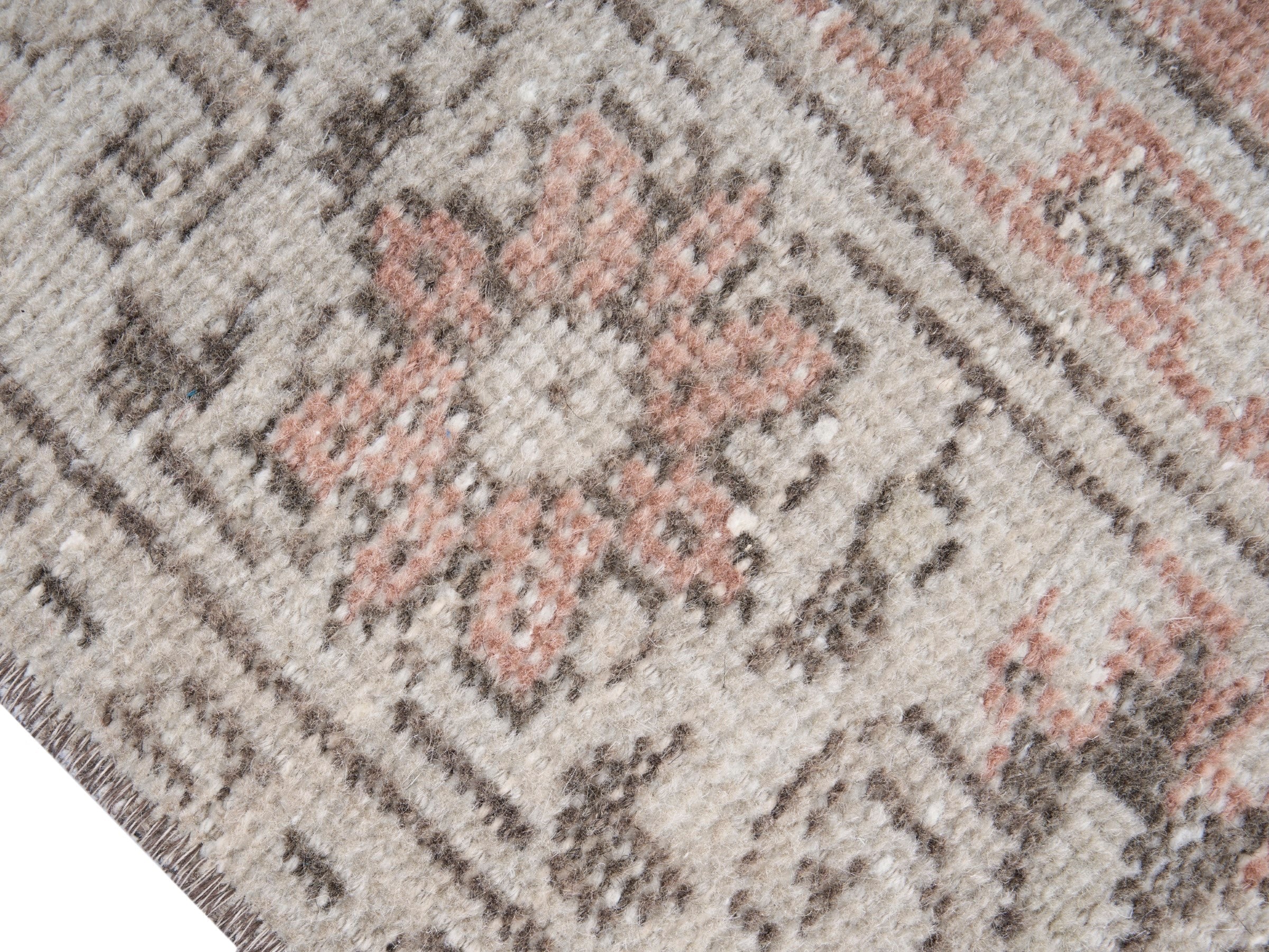 Turkish Manisa area rug in muted pink and greige, view 6 of 10