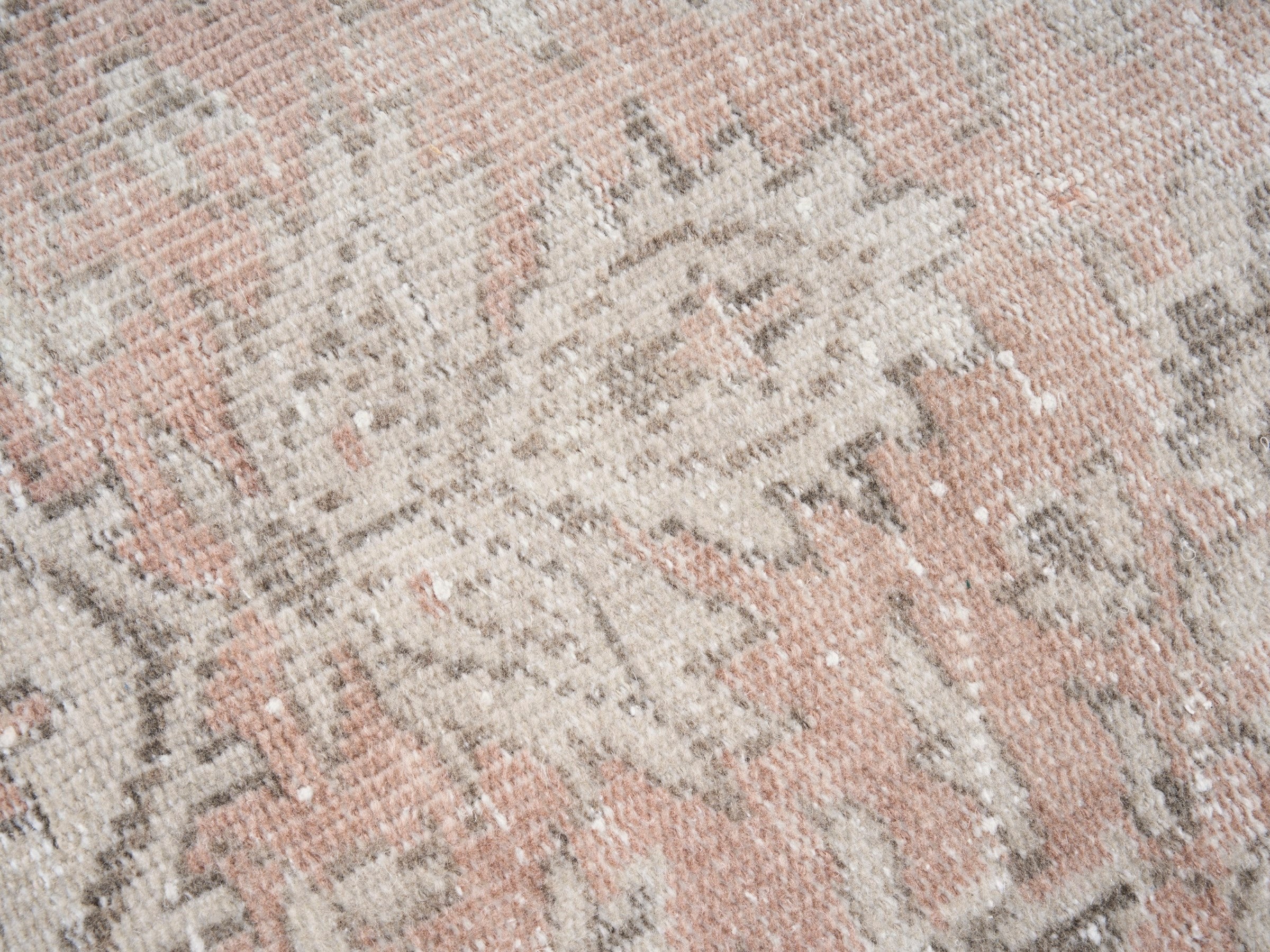 Turkish Manisa area rug in muted pink and greige, view 7 of 10