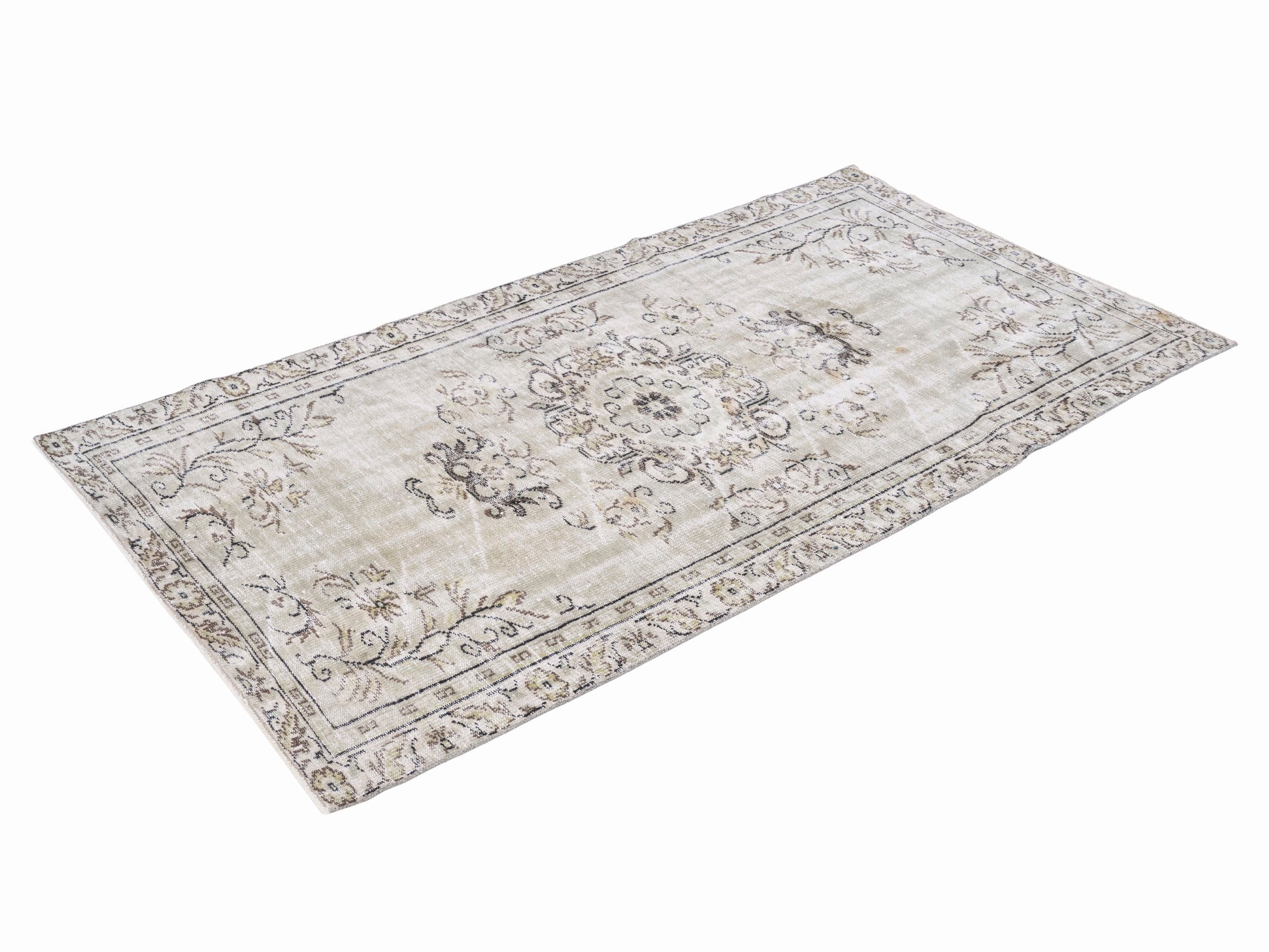 Turkish Manisa area rug in cream and greige, view 3 of 10