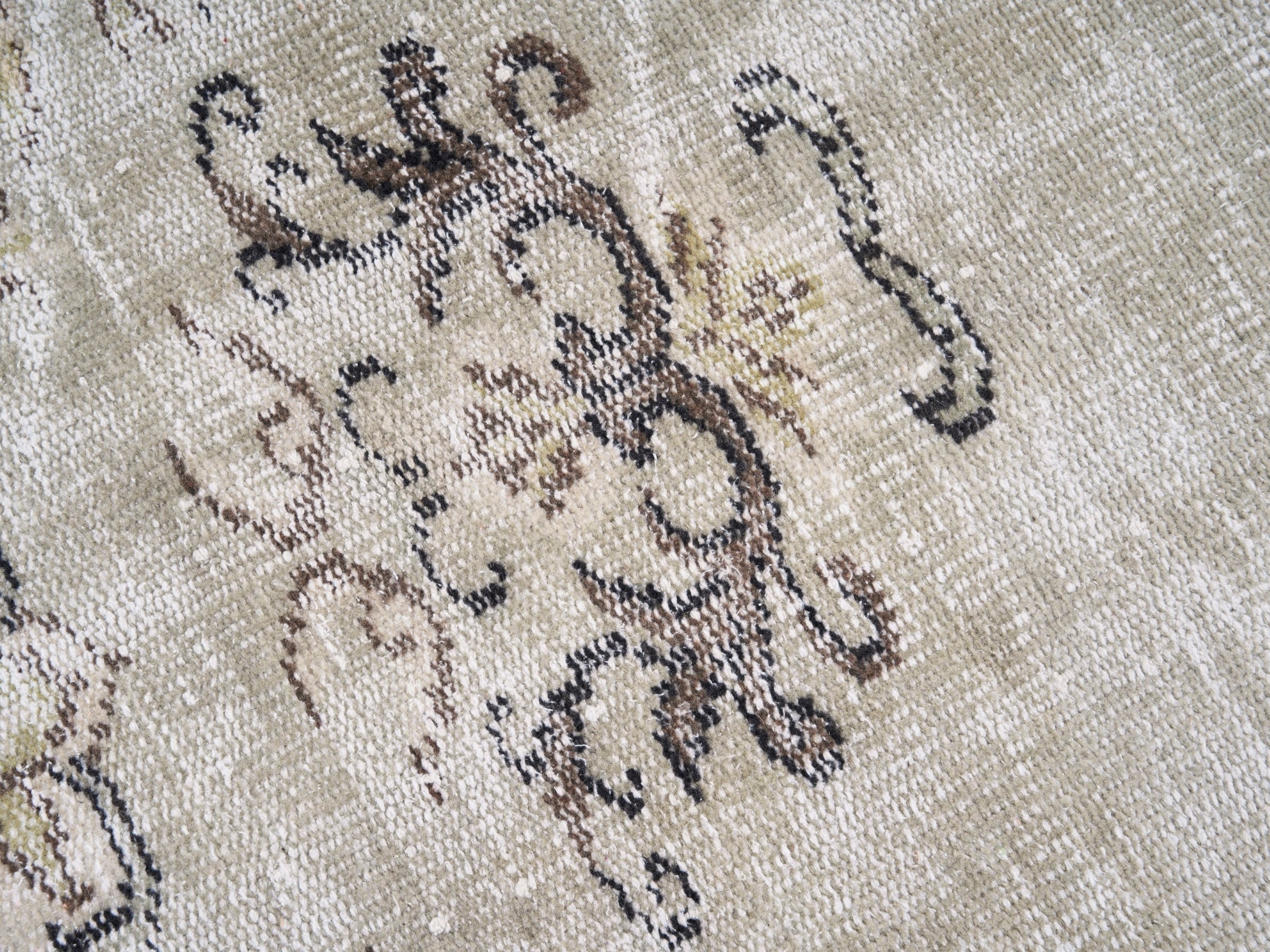 Turkish Manisa area rug in cream and greige, view 7 of 10