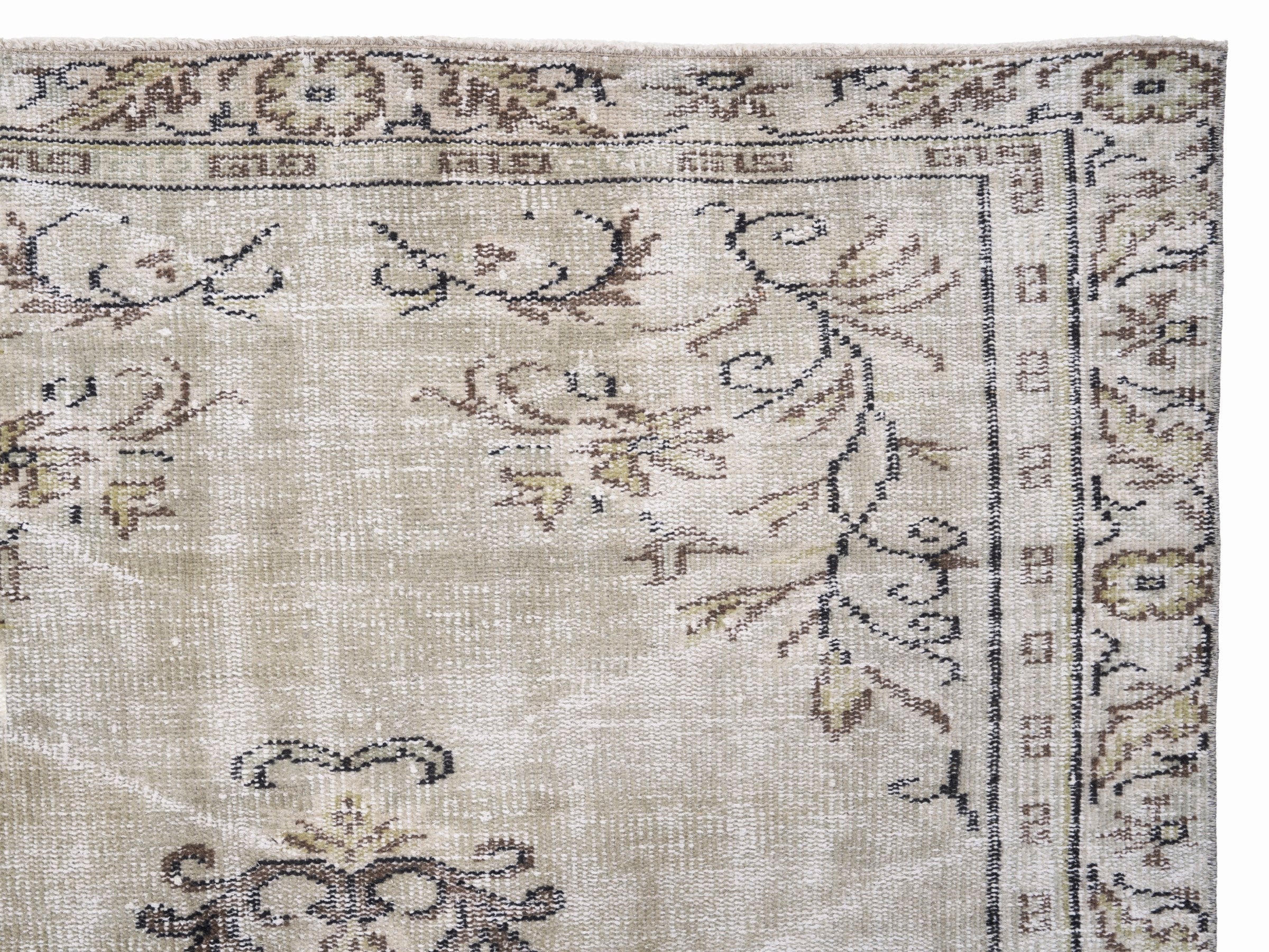 Turkish Manisa area rug in cream and greige, view 8 of 10