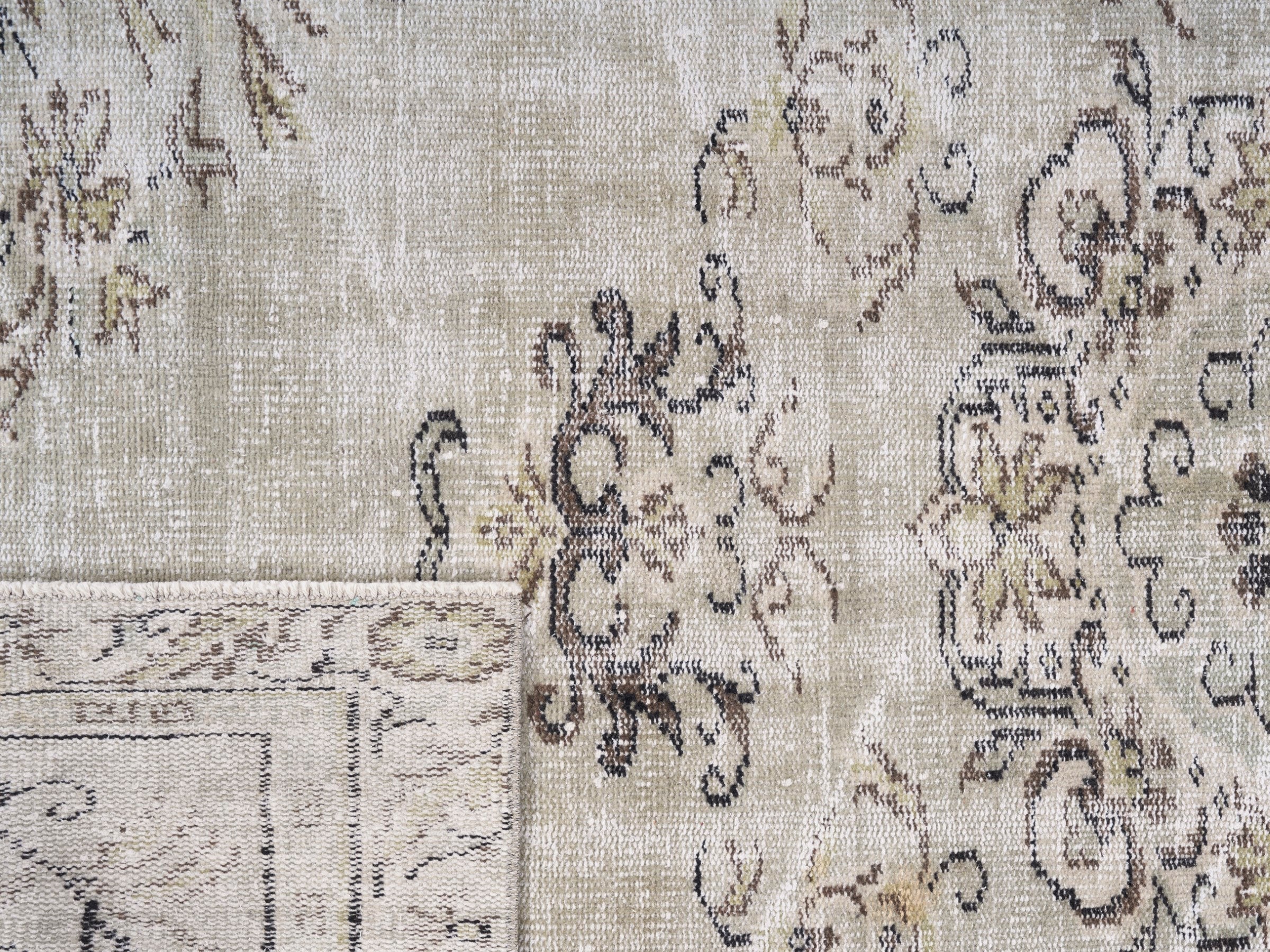 Turkish Manisa area rug in cream and greige, view 10 of 10