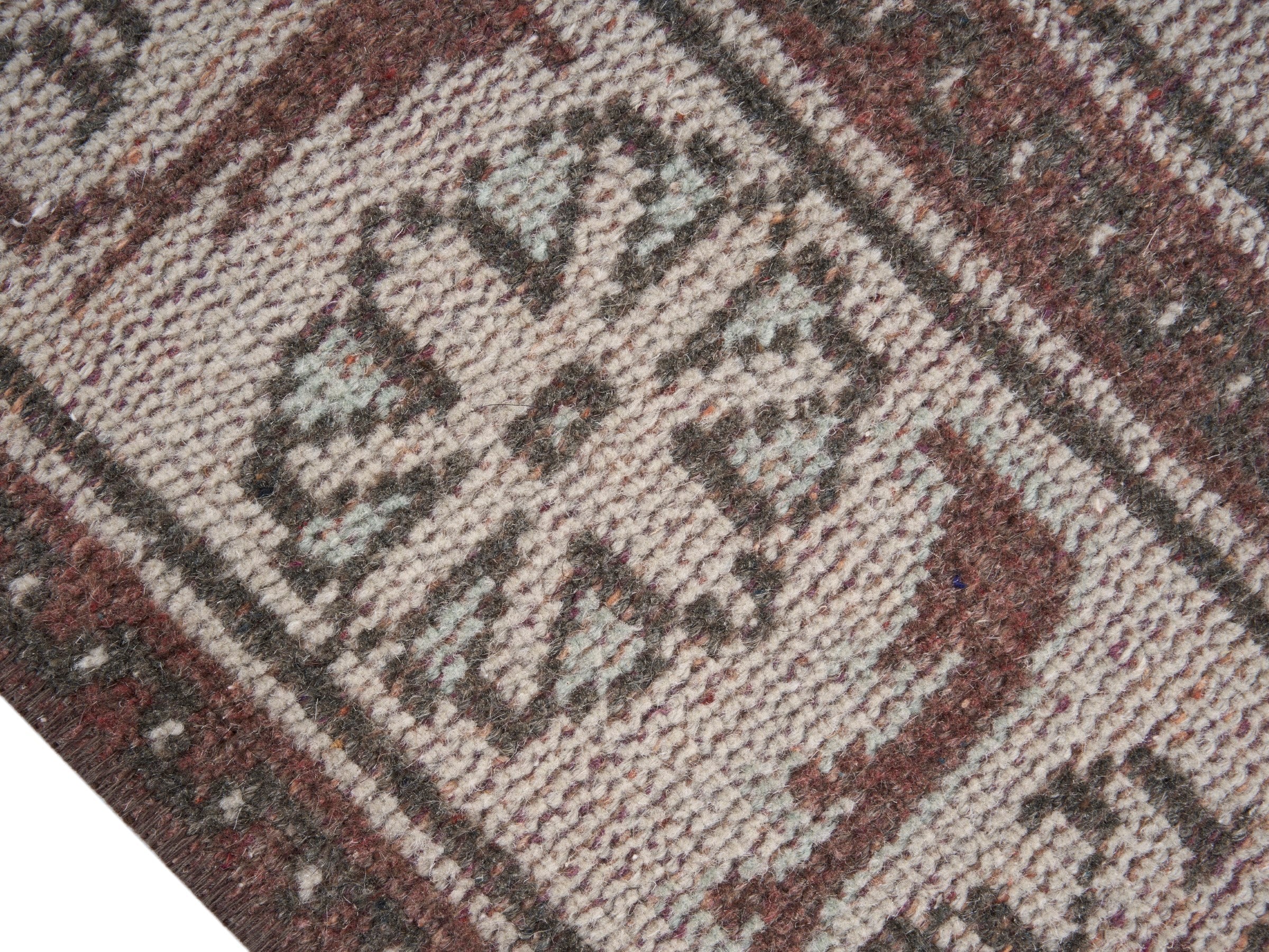 Turkish Manisa area rug in greige and dusty rose, view 6 of 10
