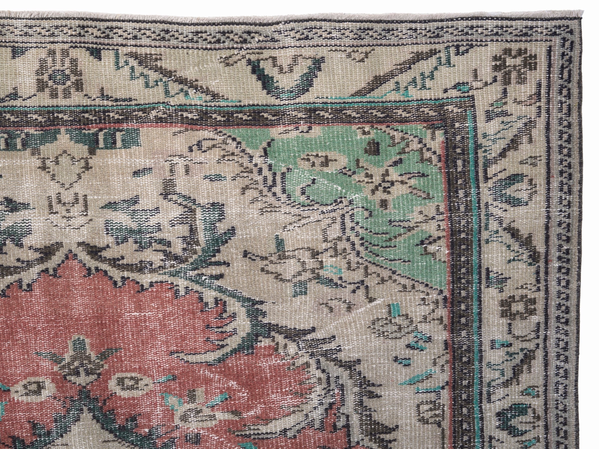 Turkish Manisa area rug in rust and cream, view 8 of 10