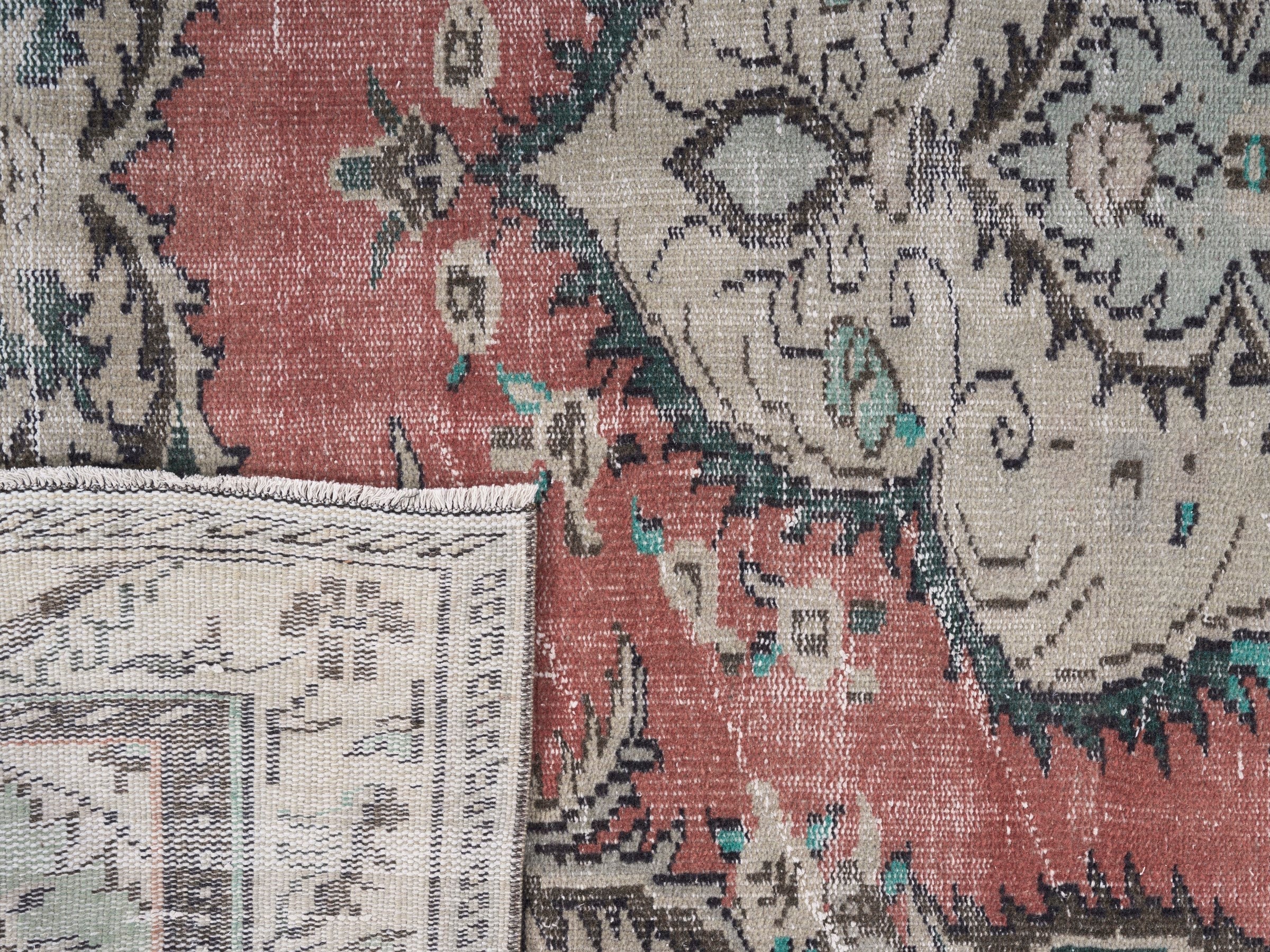 Turkish Manisa area rug in rust and cream, view 10 of 10