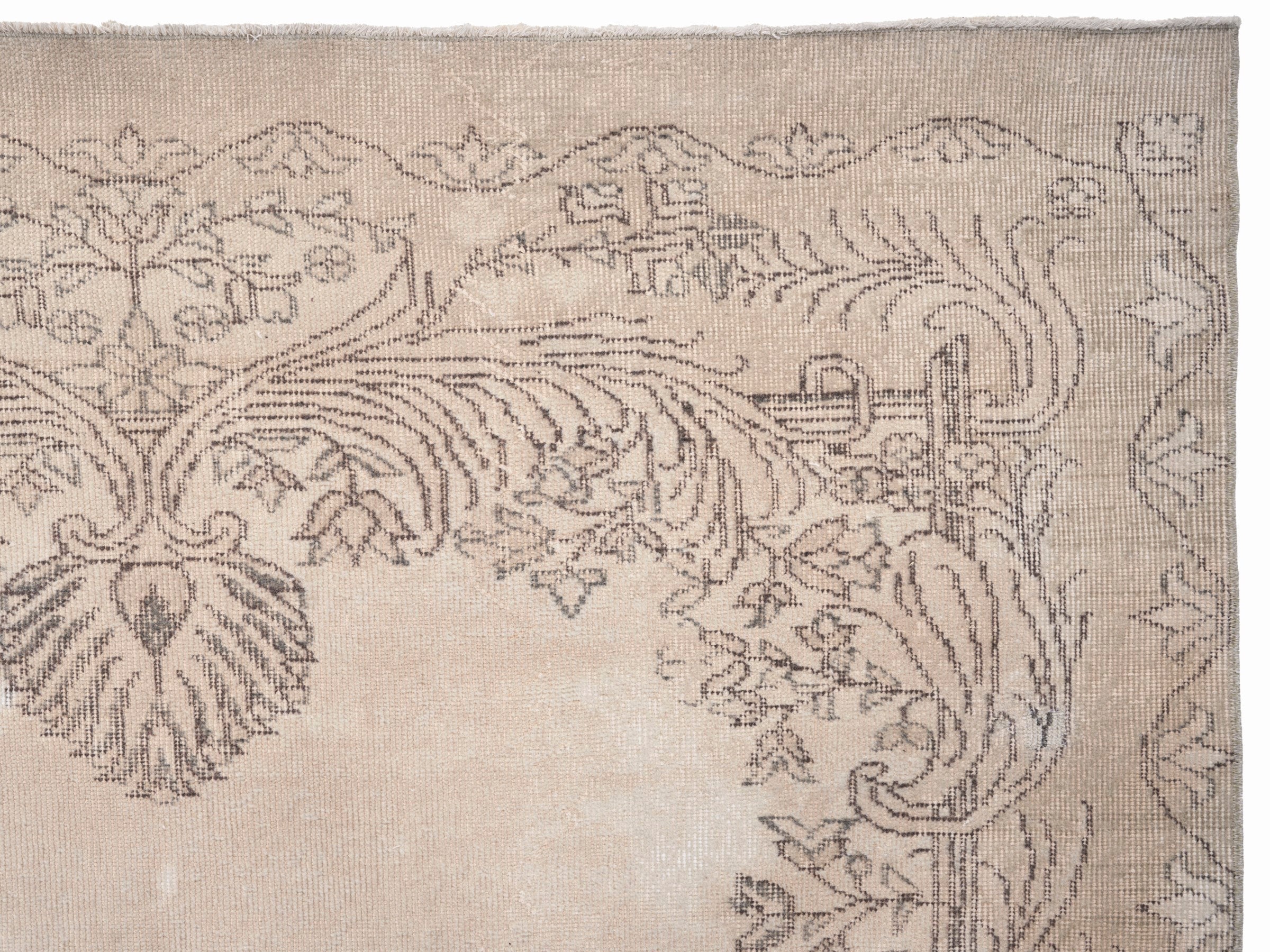 Turkish Isparta area rug in cream and greige, view 6 of 10
