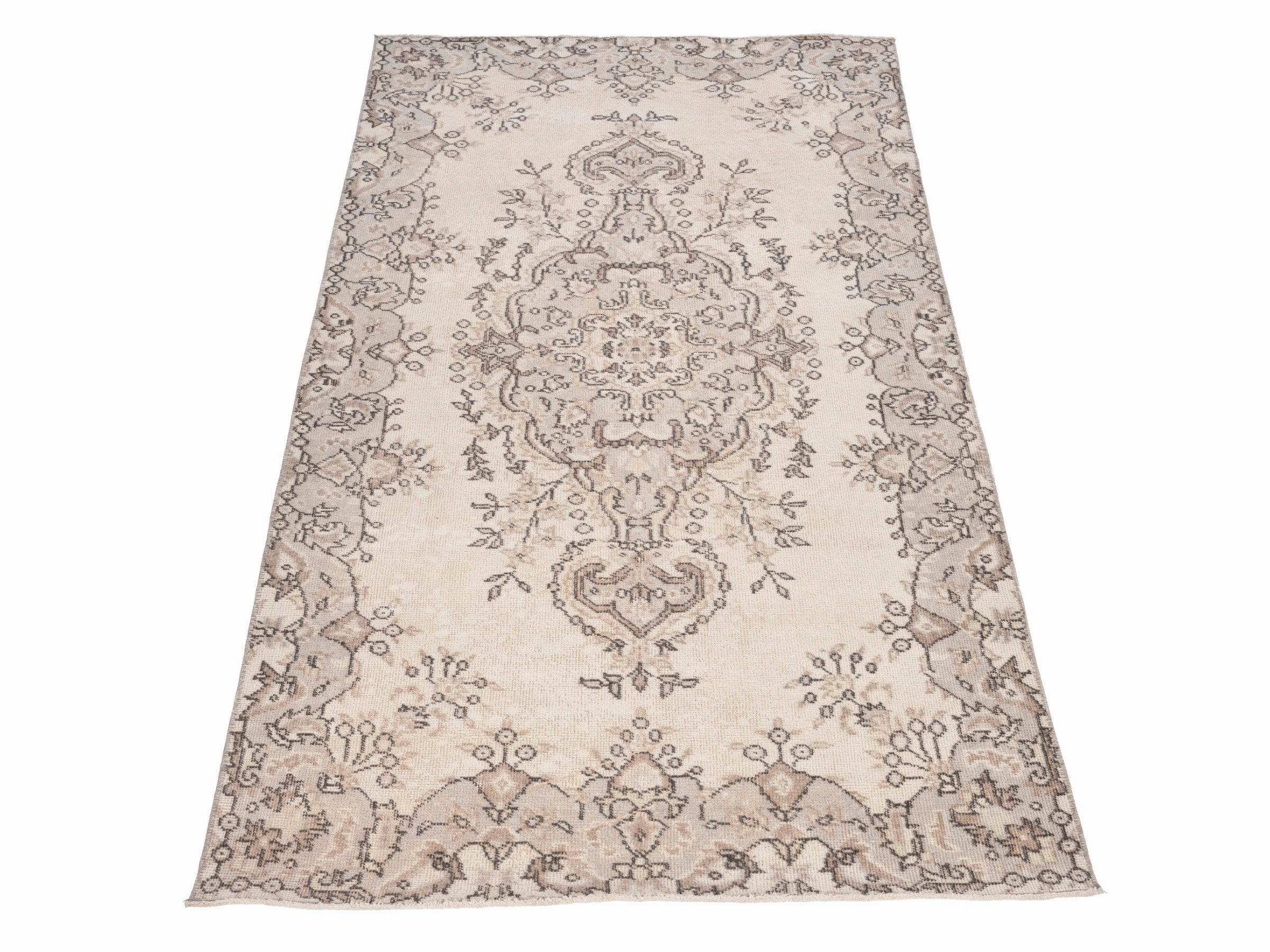 Turkish Isparta area rug in ivory and taupe, view 2 of 10